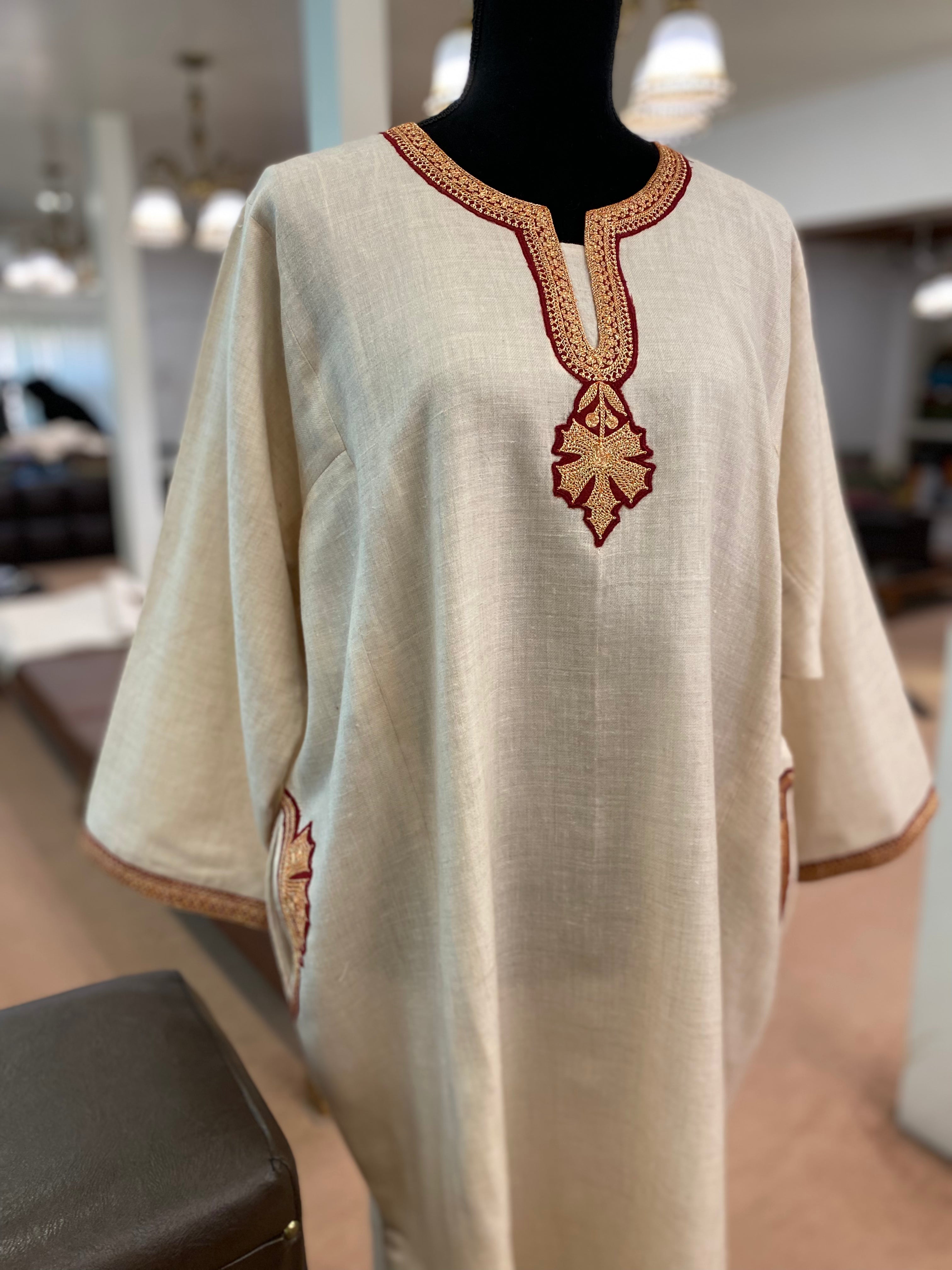 Pure pashmina blend pheran with hand tilla PWB159