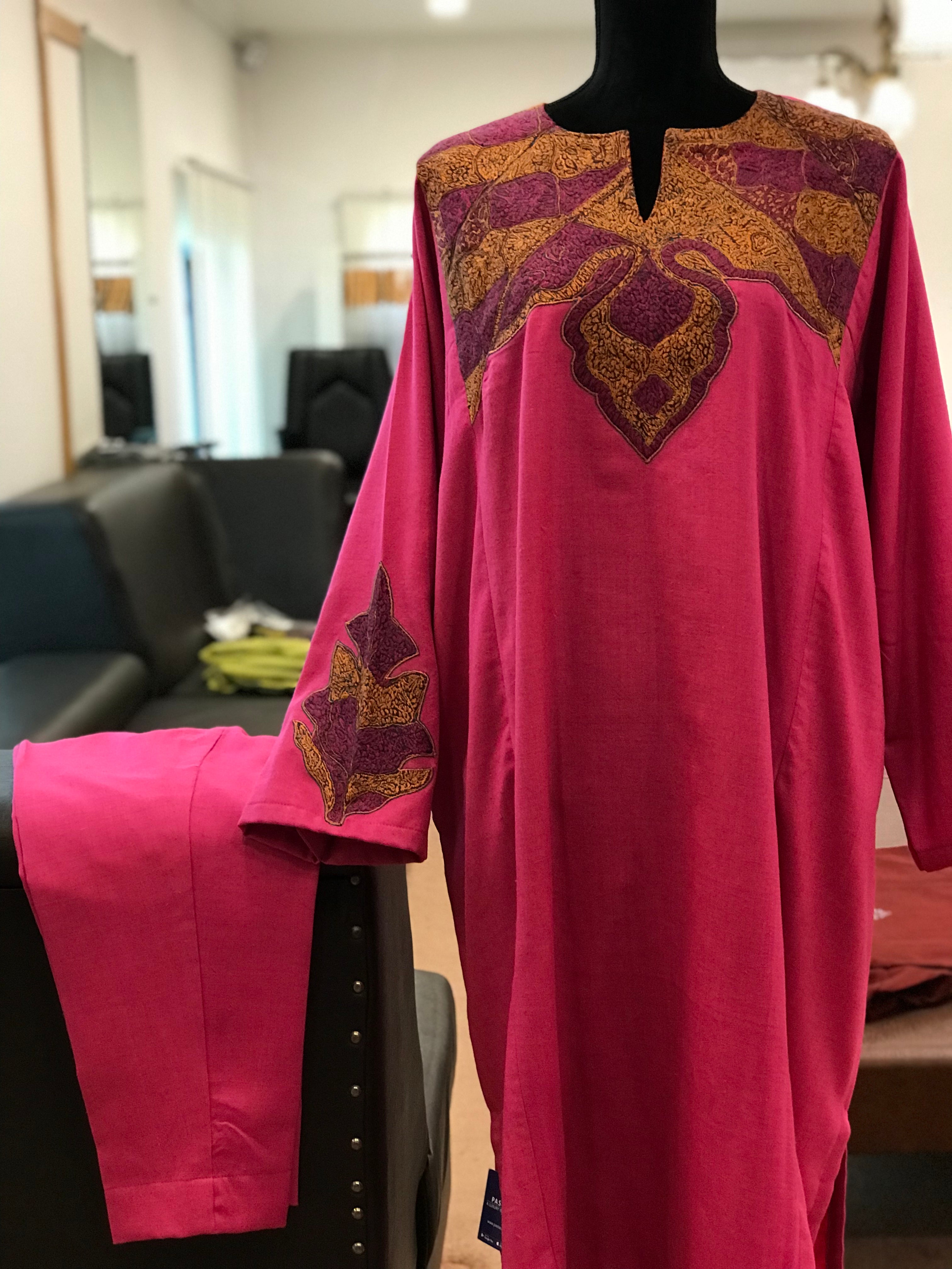 Purepashmina with purewool blend 2 piece pheran and trouser-PWB037