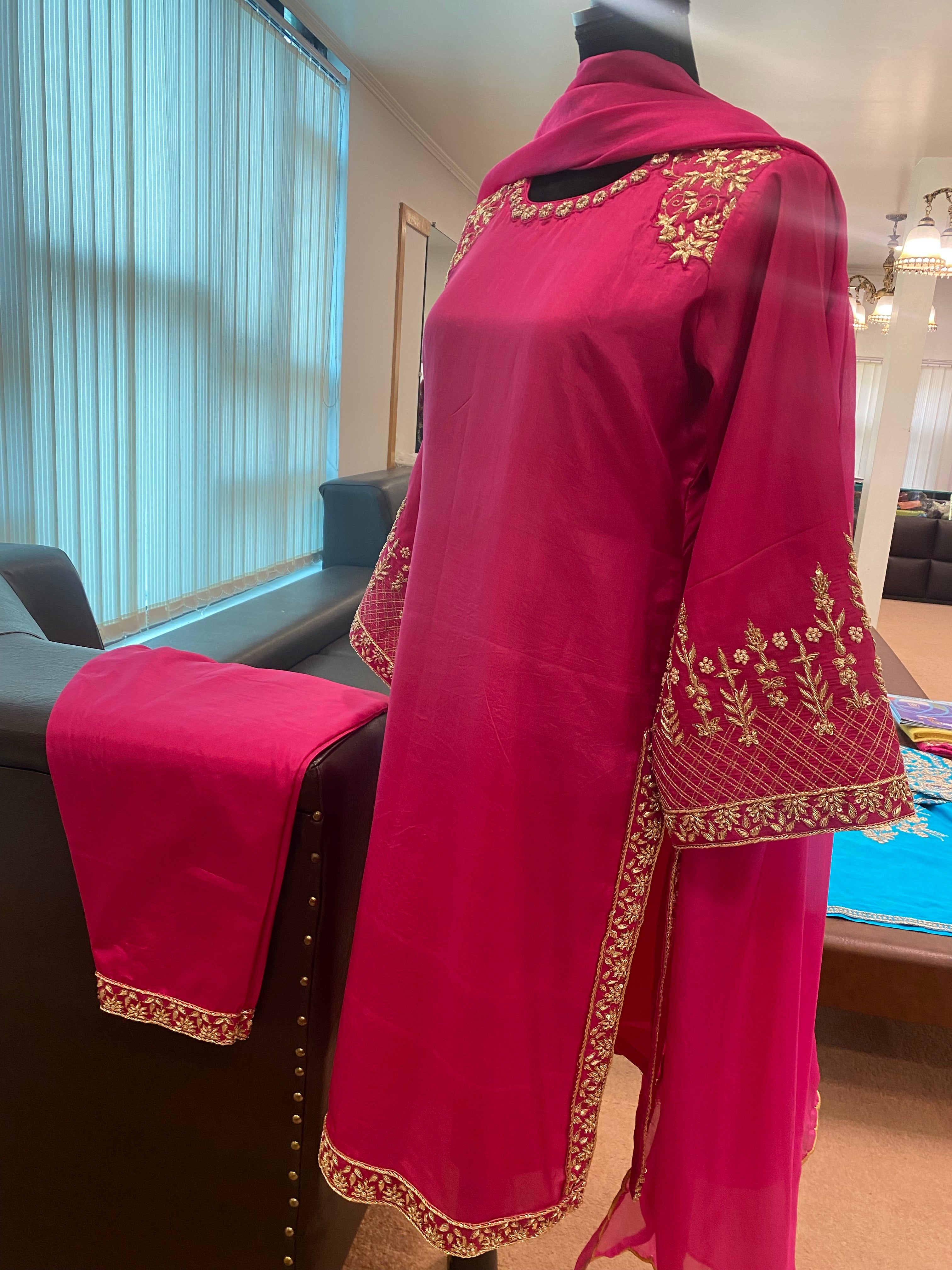 Handembroidered puresilk dress