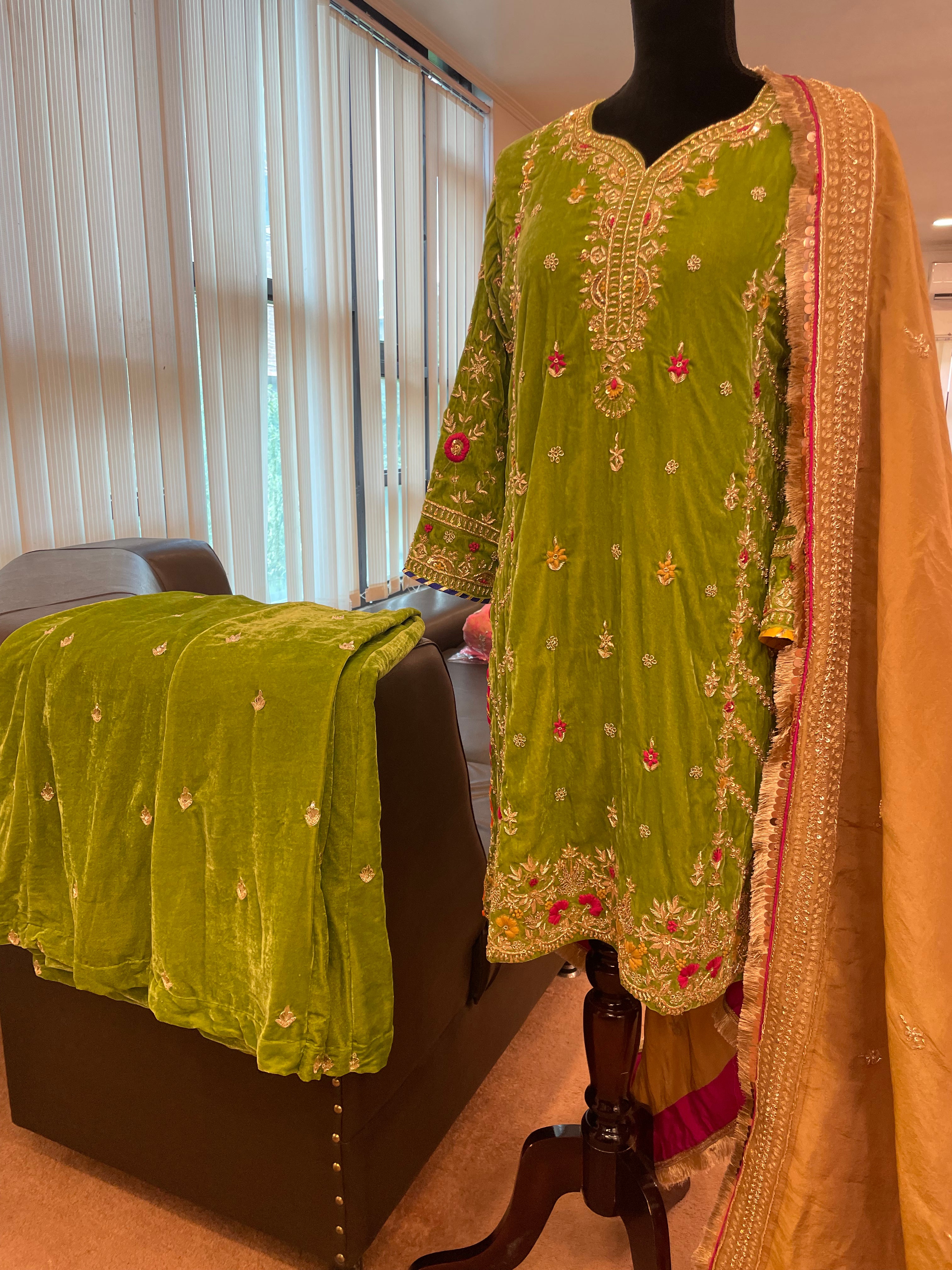 Handembroidered sharara dress