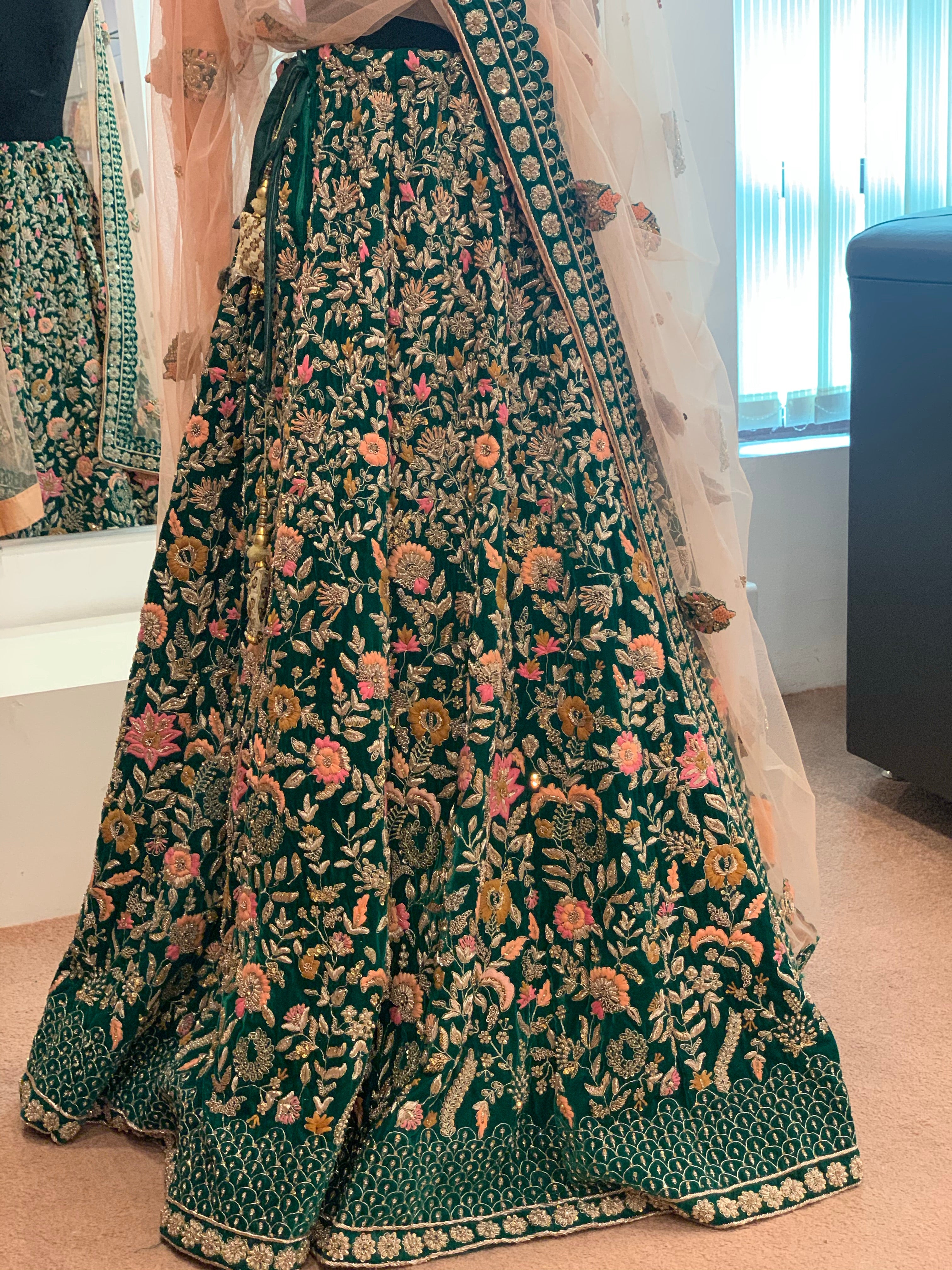 Hand embroidered Bridal Lehanga - Pastau