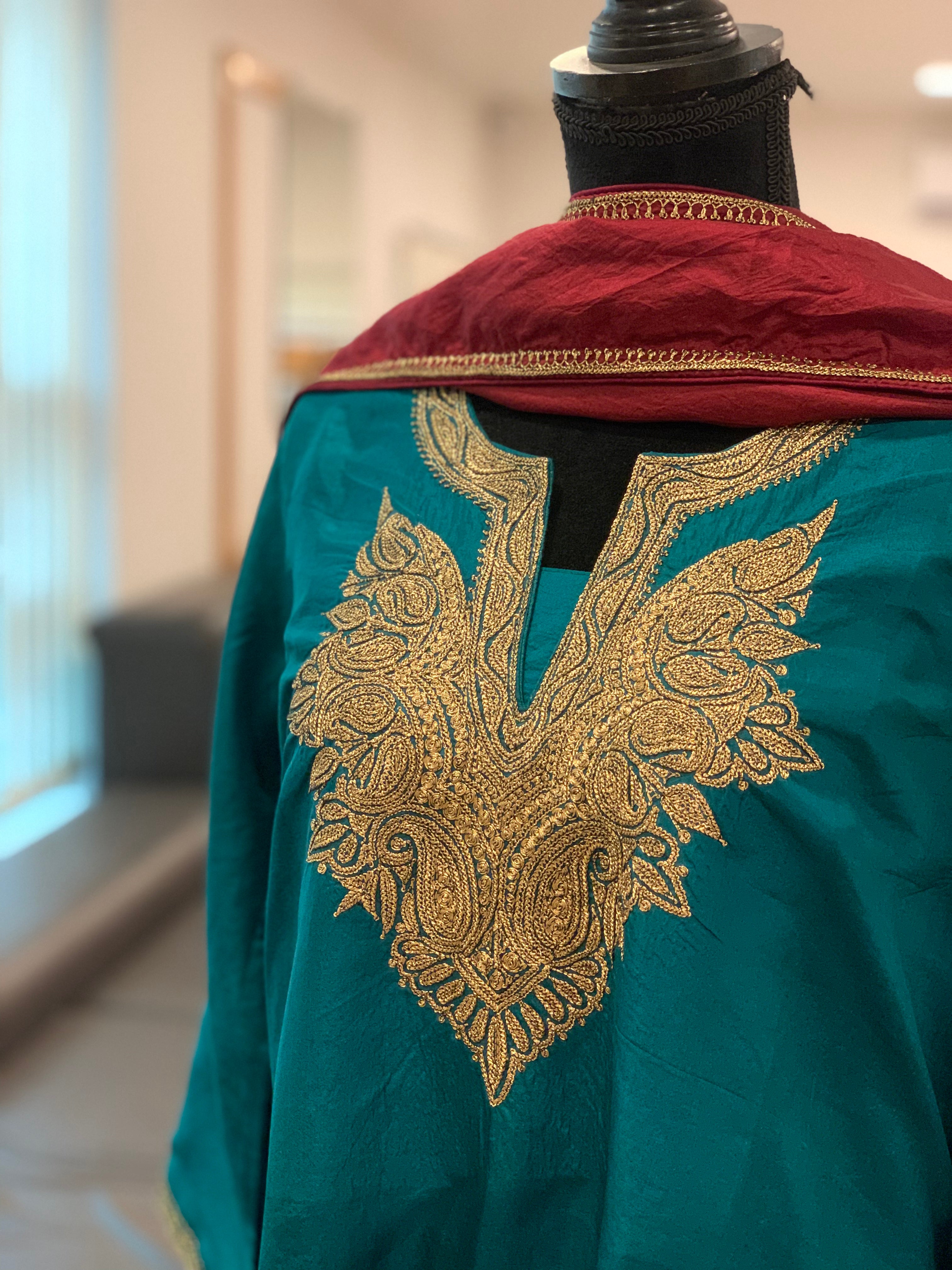 Hand Tilla pure silk 3pc stitched with Hand Tilla