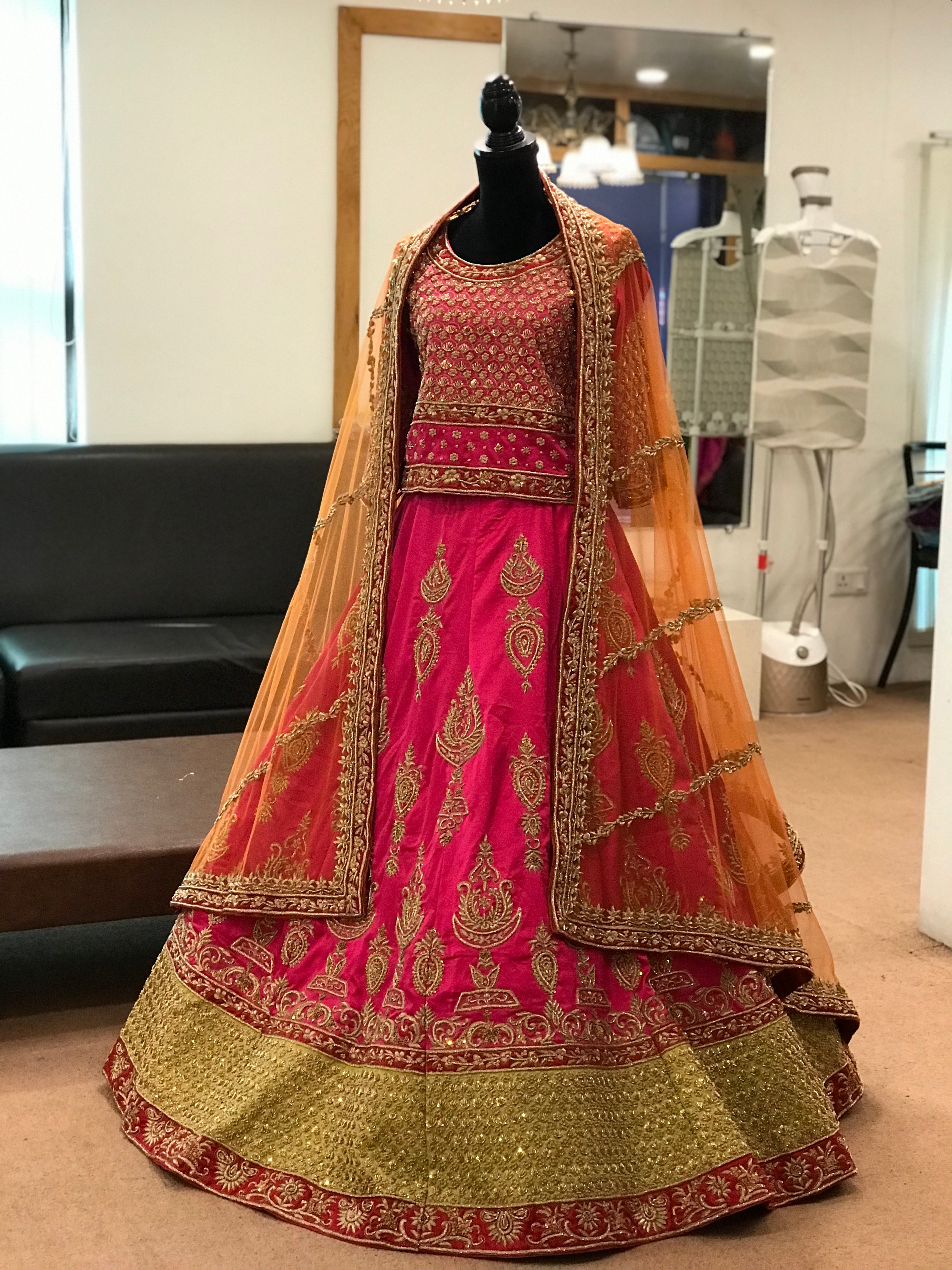 Hand embroidered Bridal Lehanga