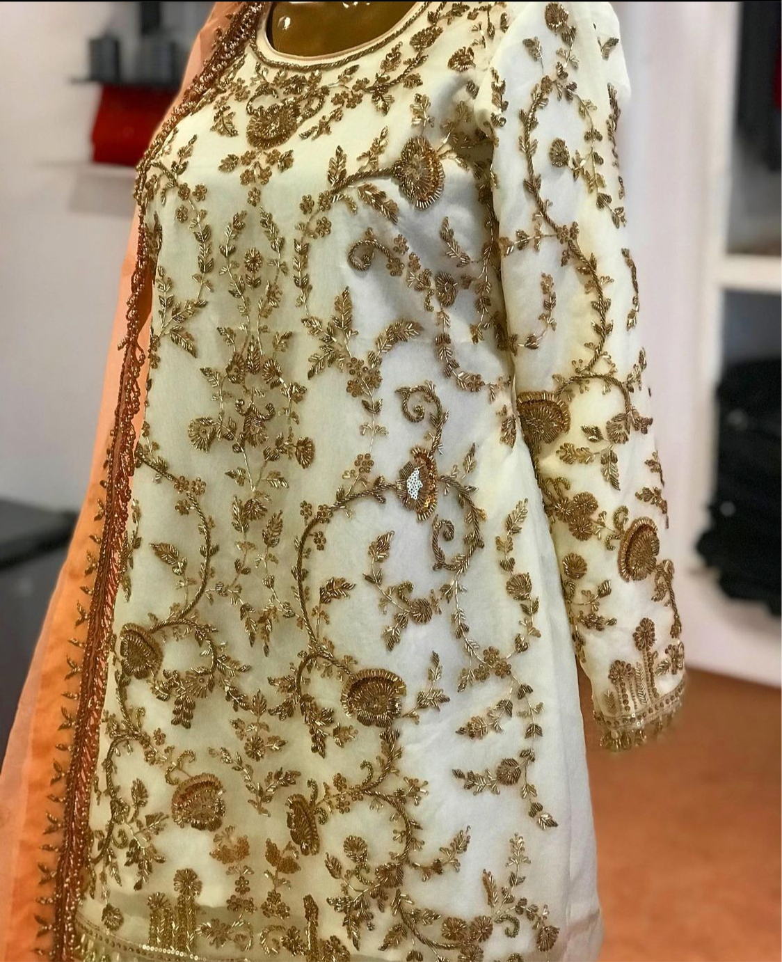 Handembroidered Gharara Dress - Pastau