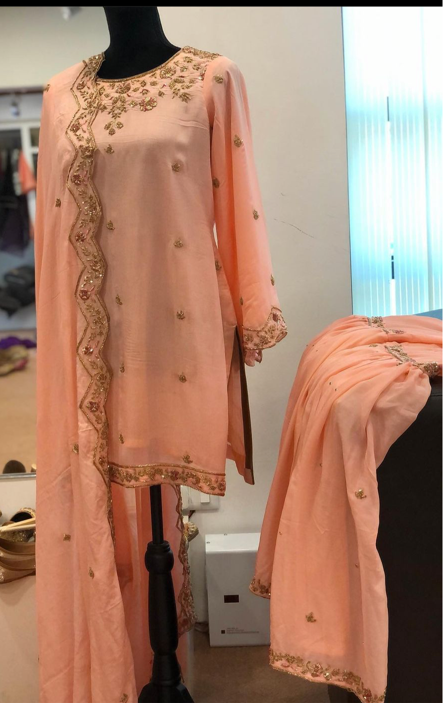 Handembroidered  Gharara Dress - Pastau