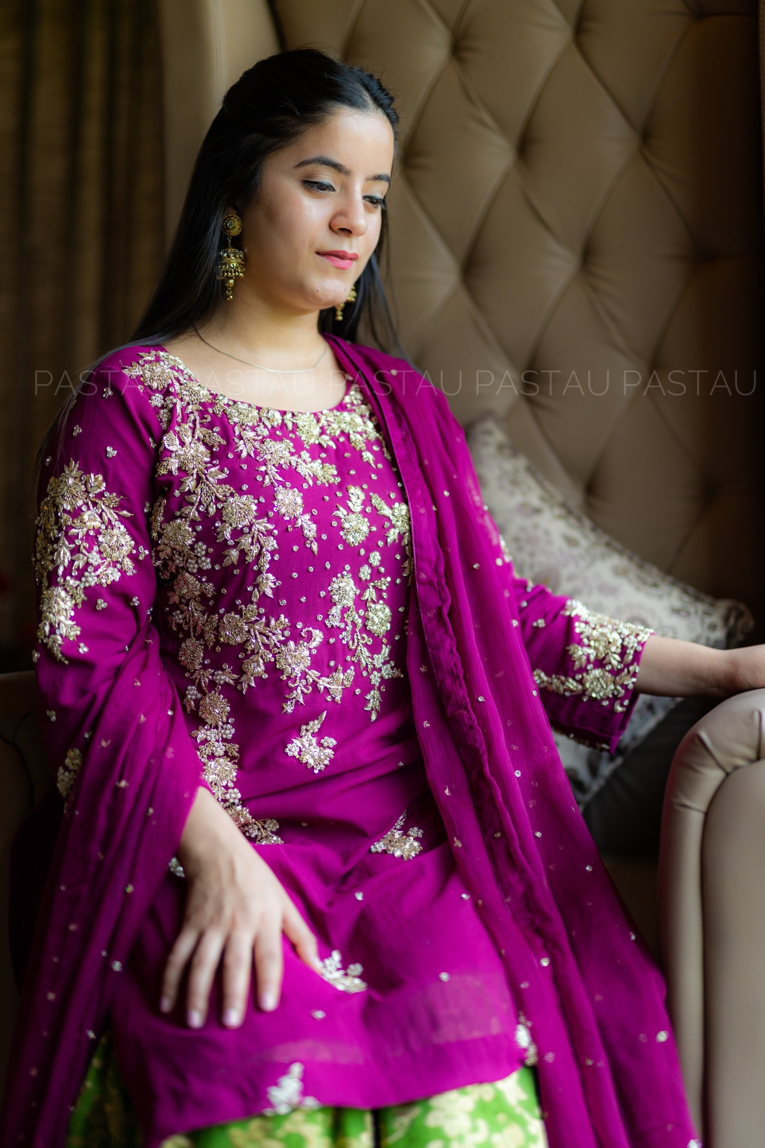 Hand embroidered 3pc Gharara dress stitched