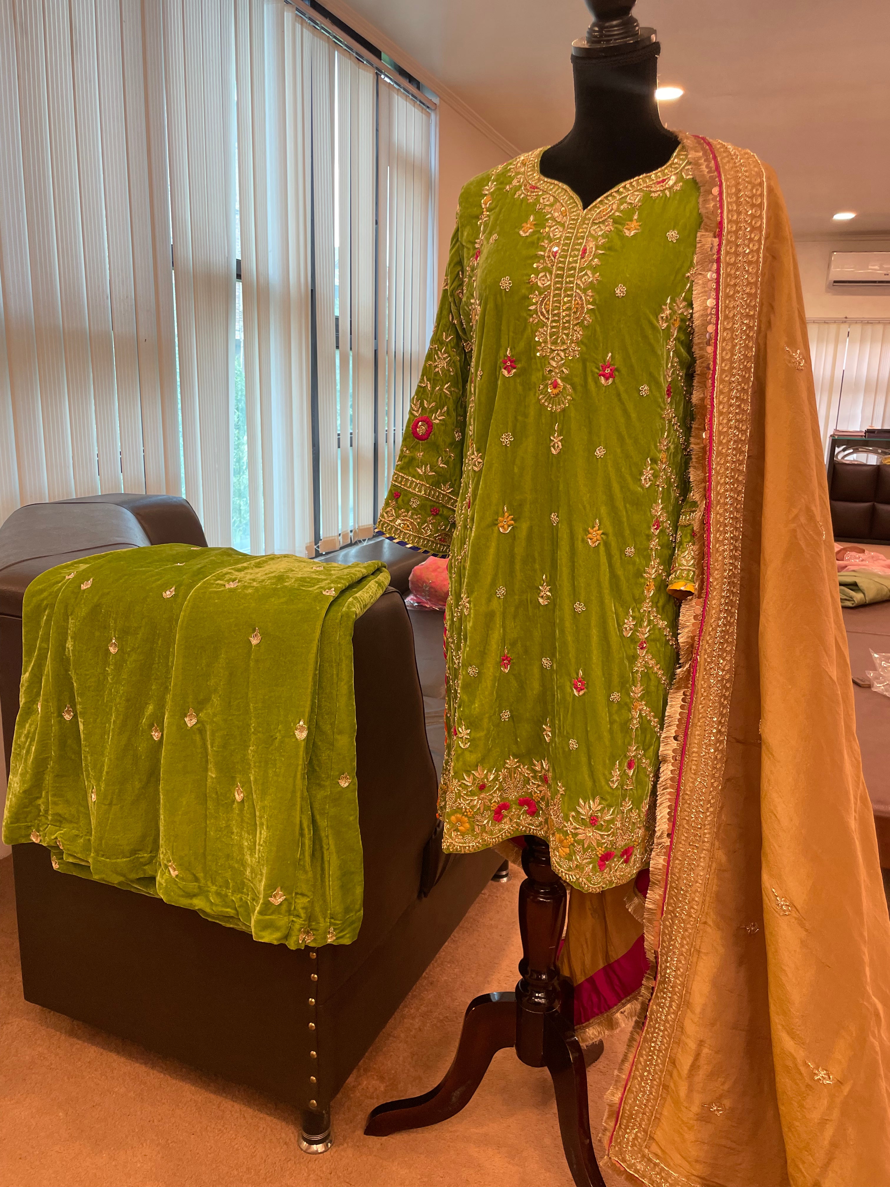 Handembroidered sharara dress