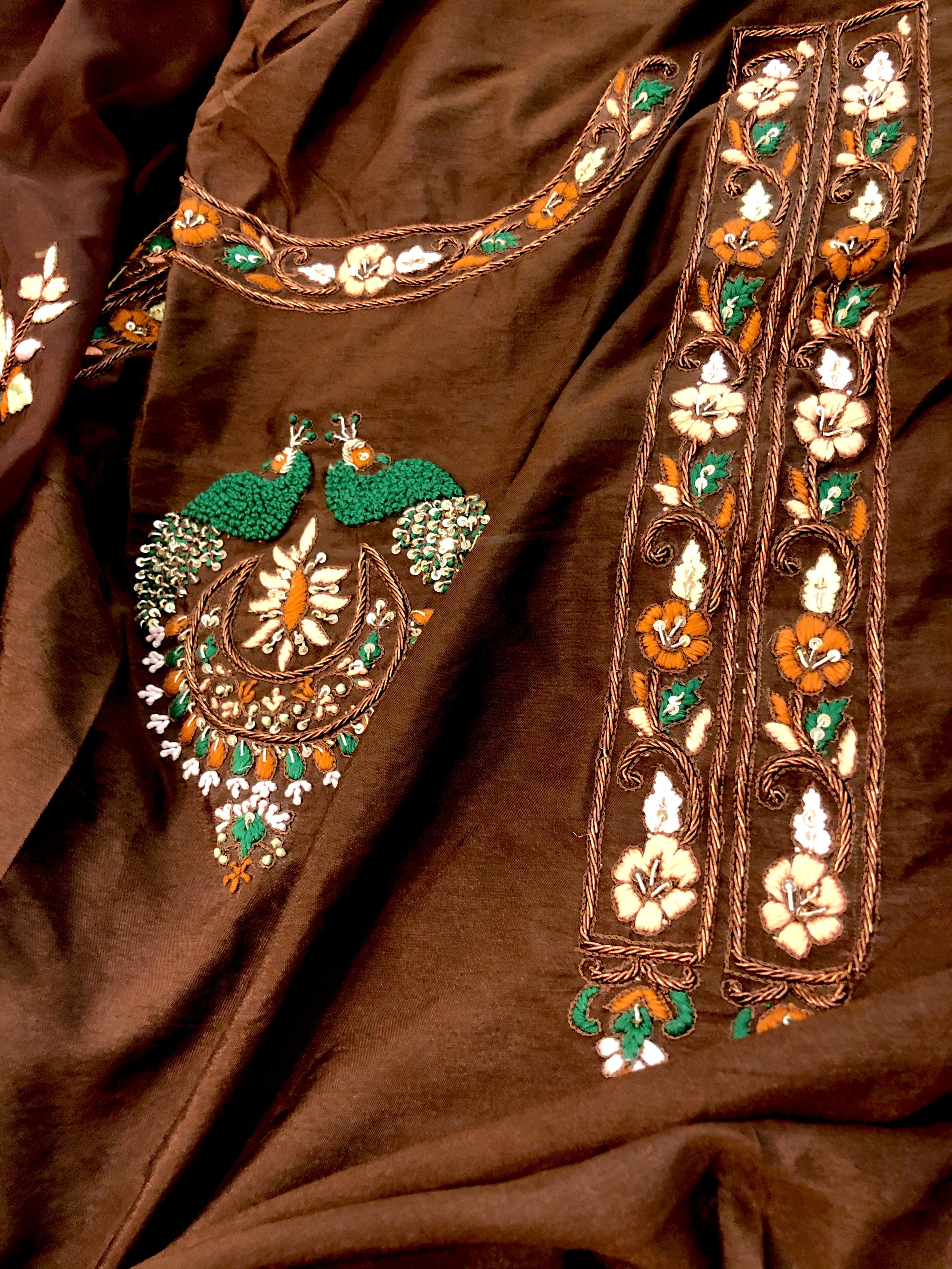 Hand embroidered Raw silk dress 3pc unstitched