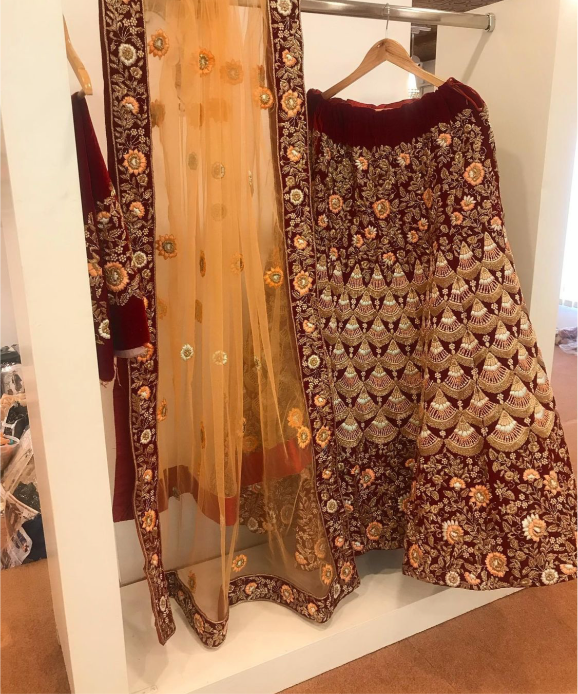 Hand embroidered Bridal Lehanga - Pastau