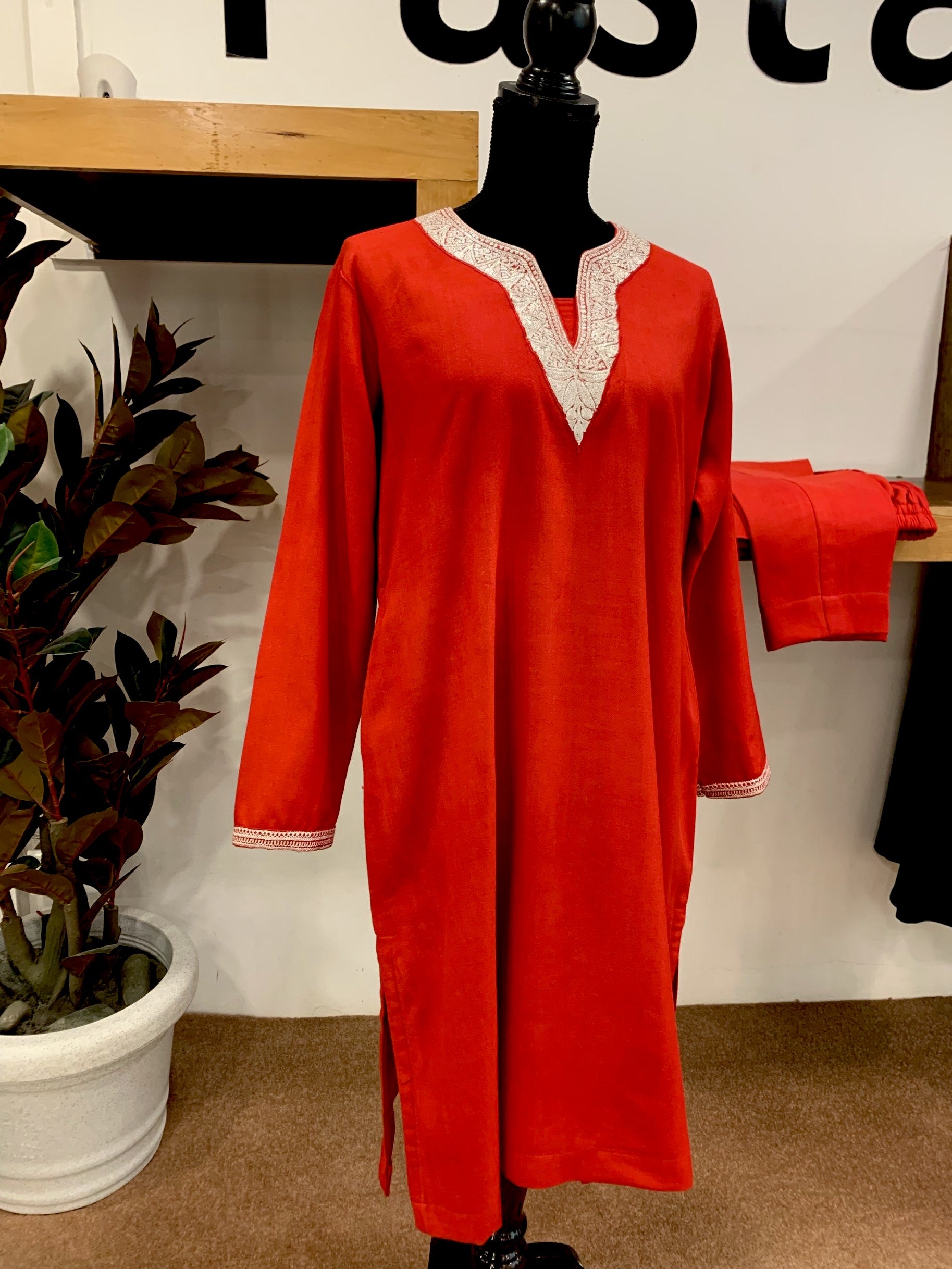 Pure pashmina and pure wool blend Kurta set 2pc with Hand Tilla PWB106