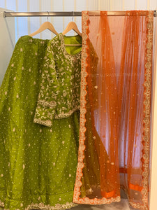 Hand embroidered Bridal mehndi outfit