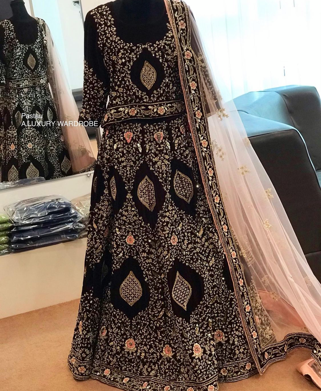 Hand embroidered Bridal Lehanga - Pastau