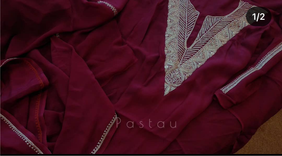 Hand Tilla crepe 3pc suit unstitched