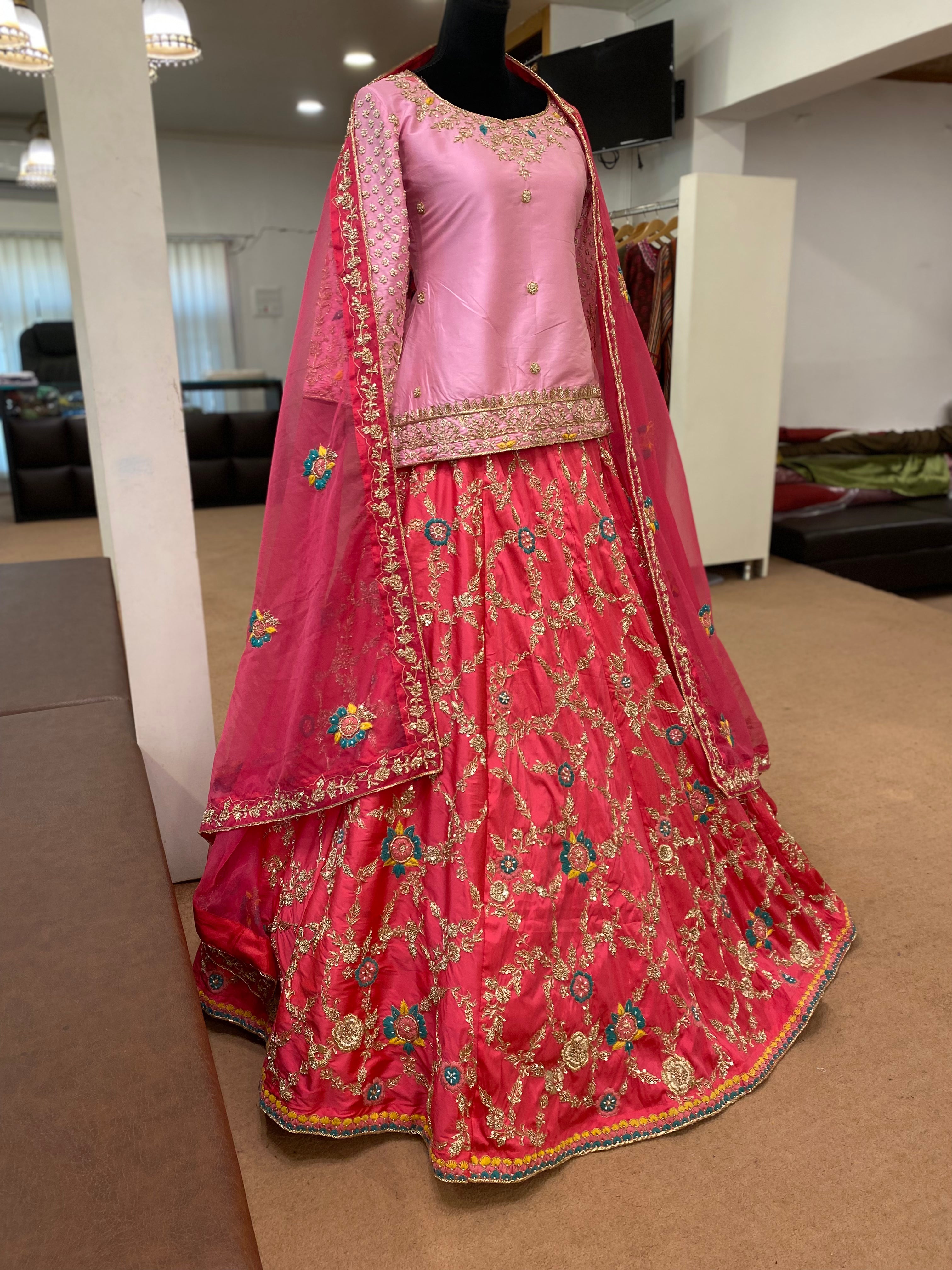 Hand embroidered Bridal Lehanga