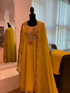 Handembroidered Anarakali 3pc dress stitched