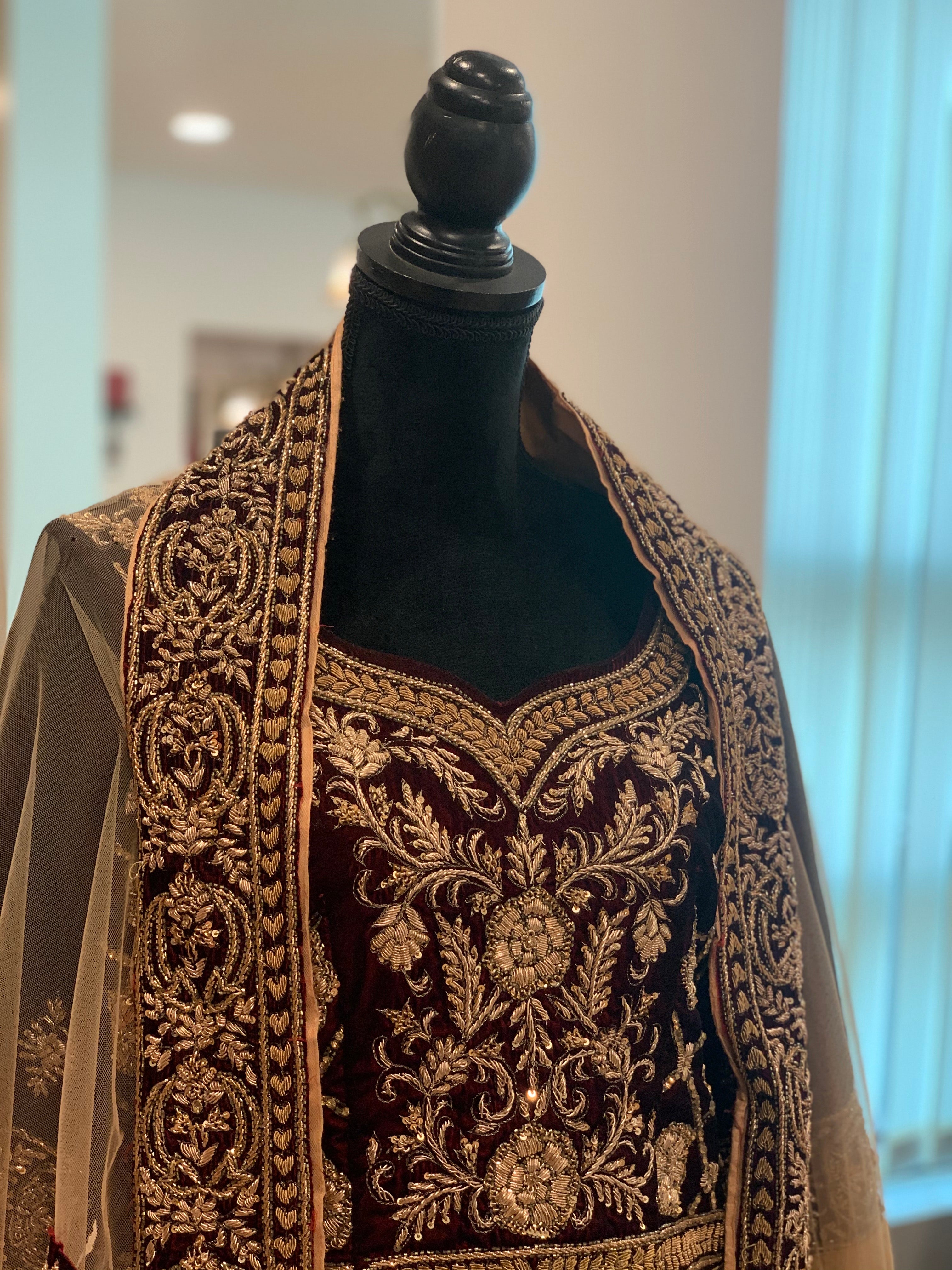 Hand embroidered Bridal Lehanga - Pastau