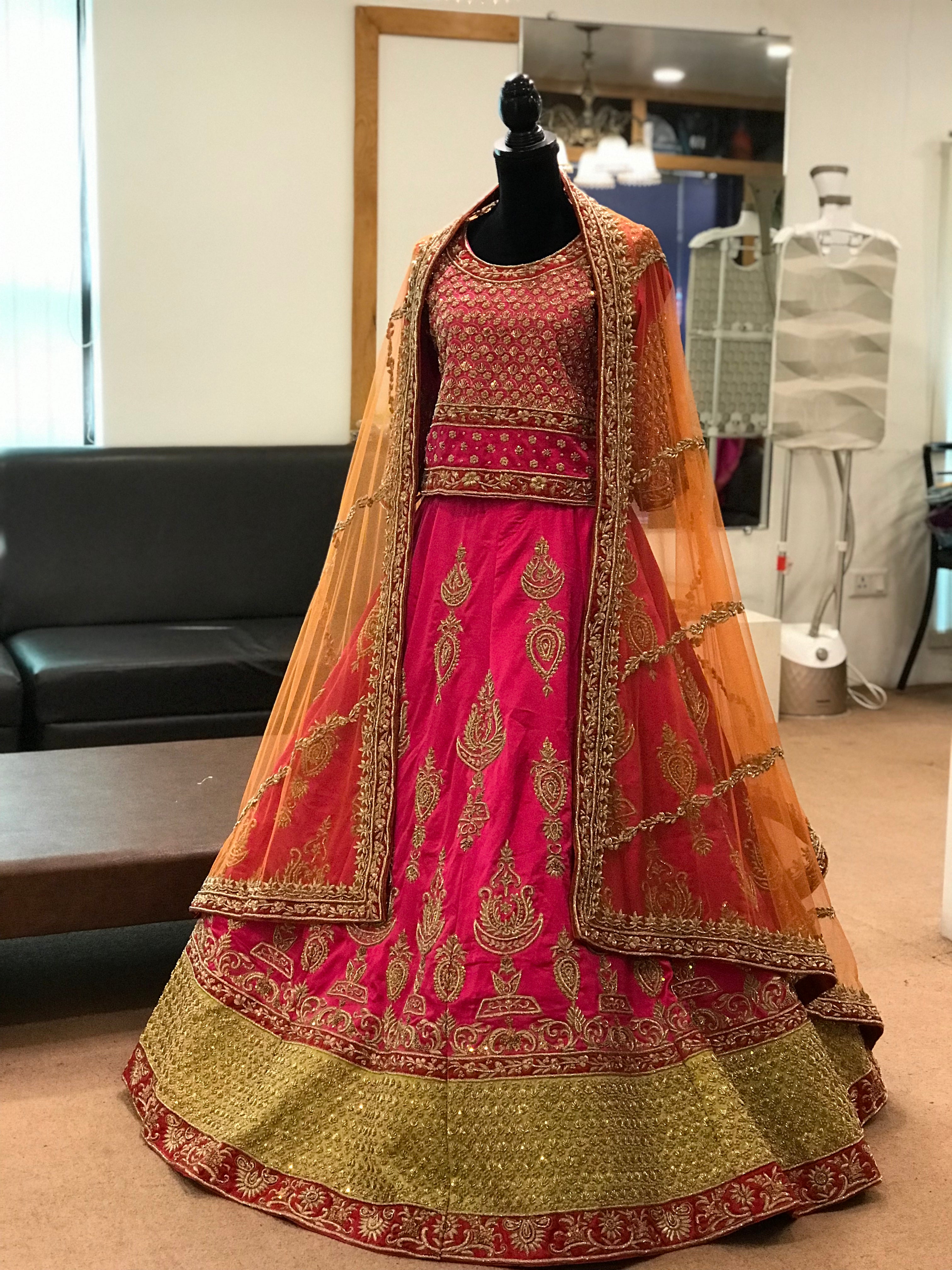Hand embroidered Bridal Lehanga