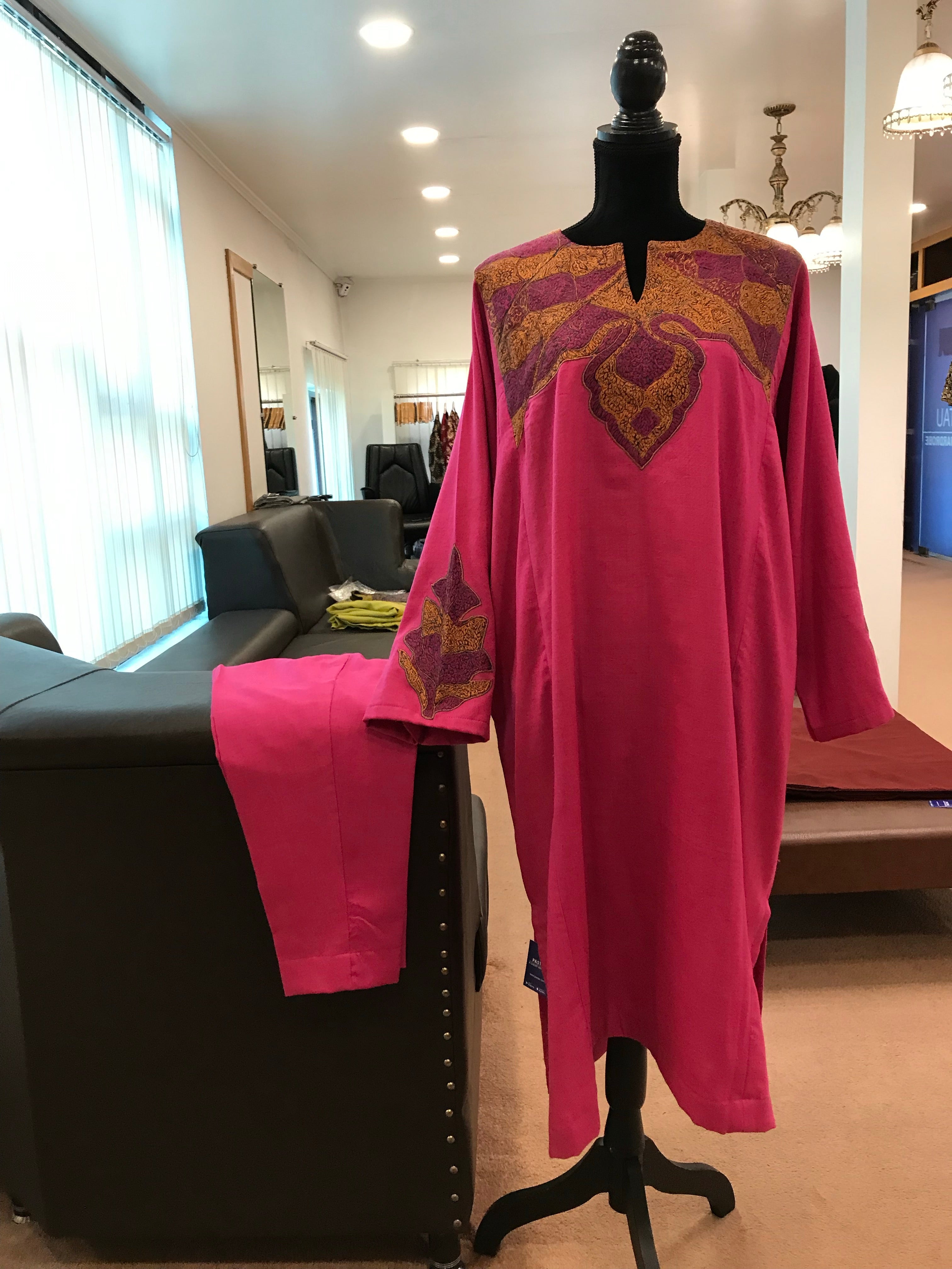 Purepashmina with purewool blend 2 piece pheran and trouser-PWB037