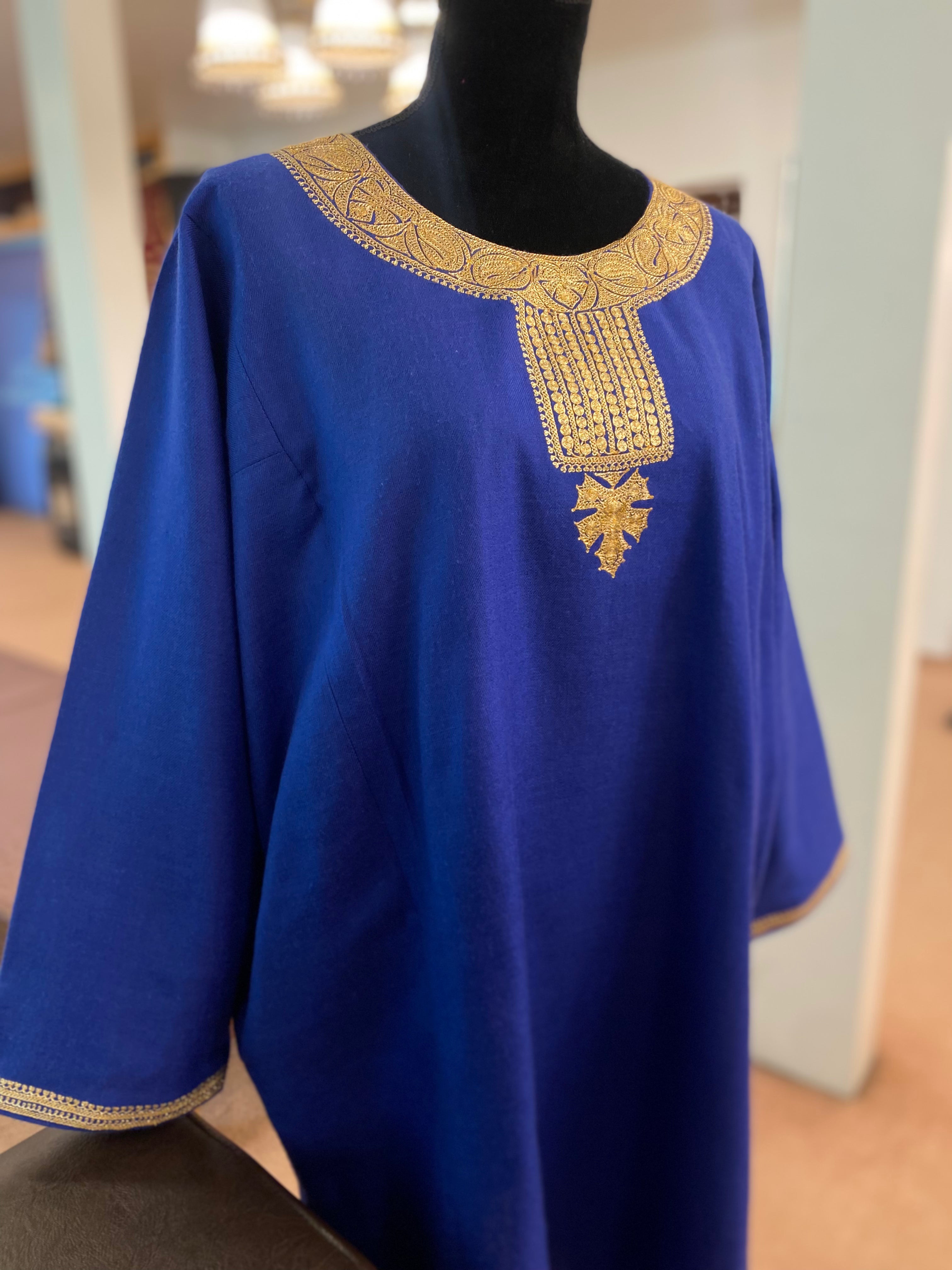 Pure pashmina and pure wool blend pheran with hand tilla pwb186