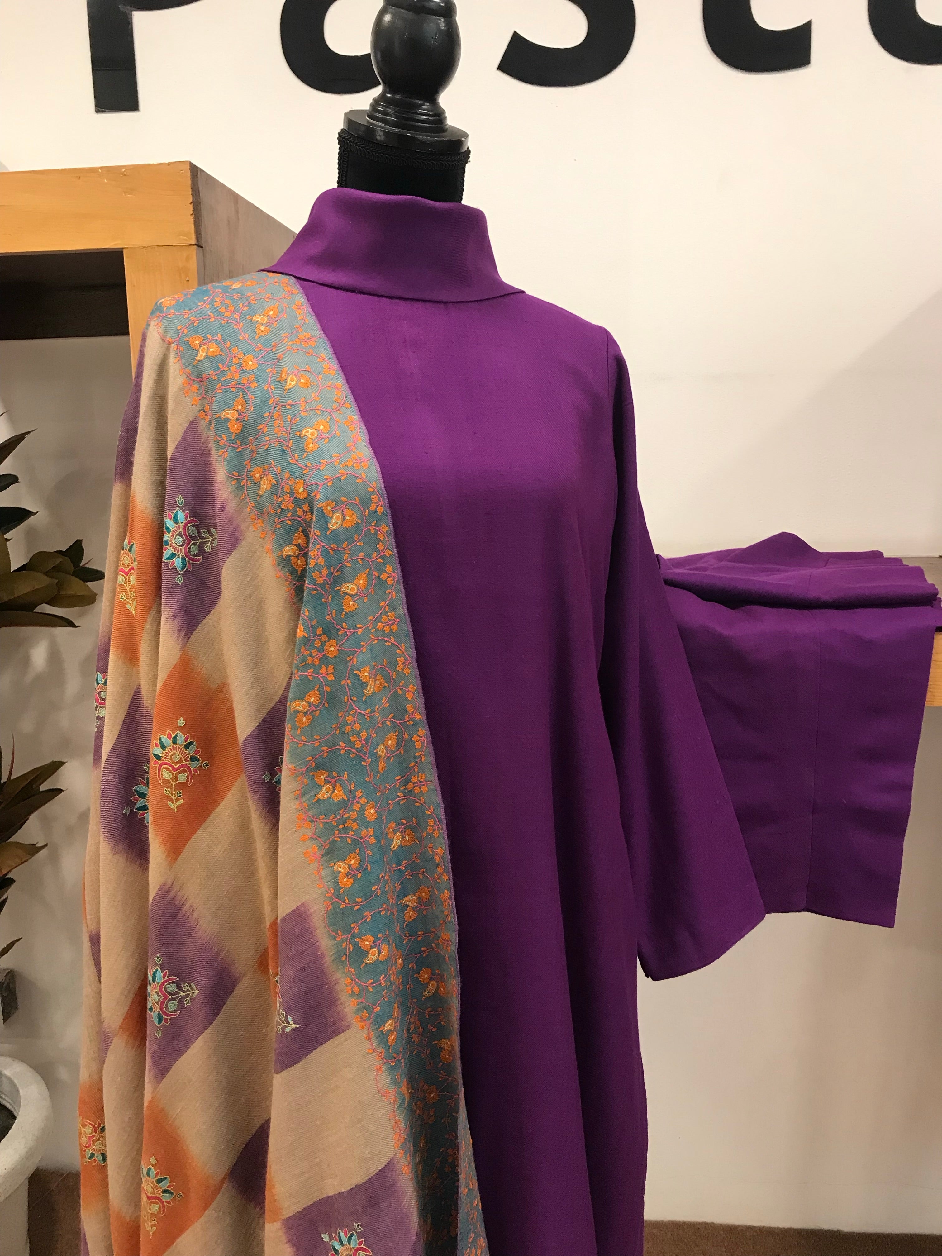 Pure pashmina and pure wool blend kurta set 2pc