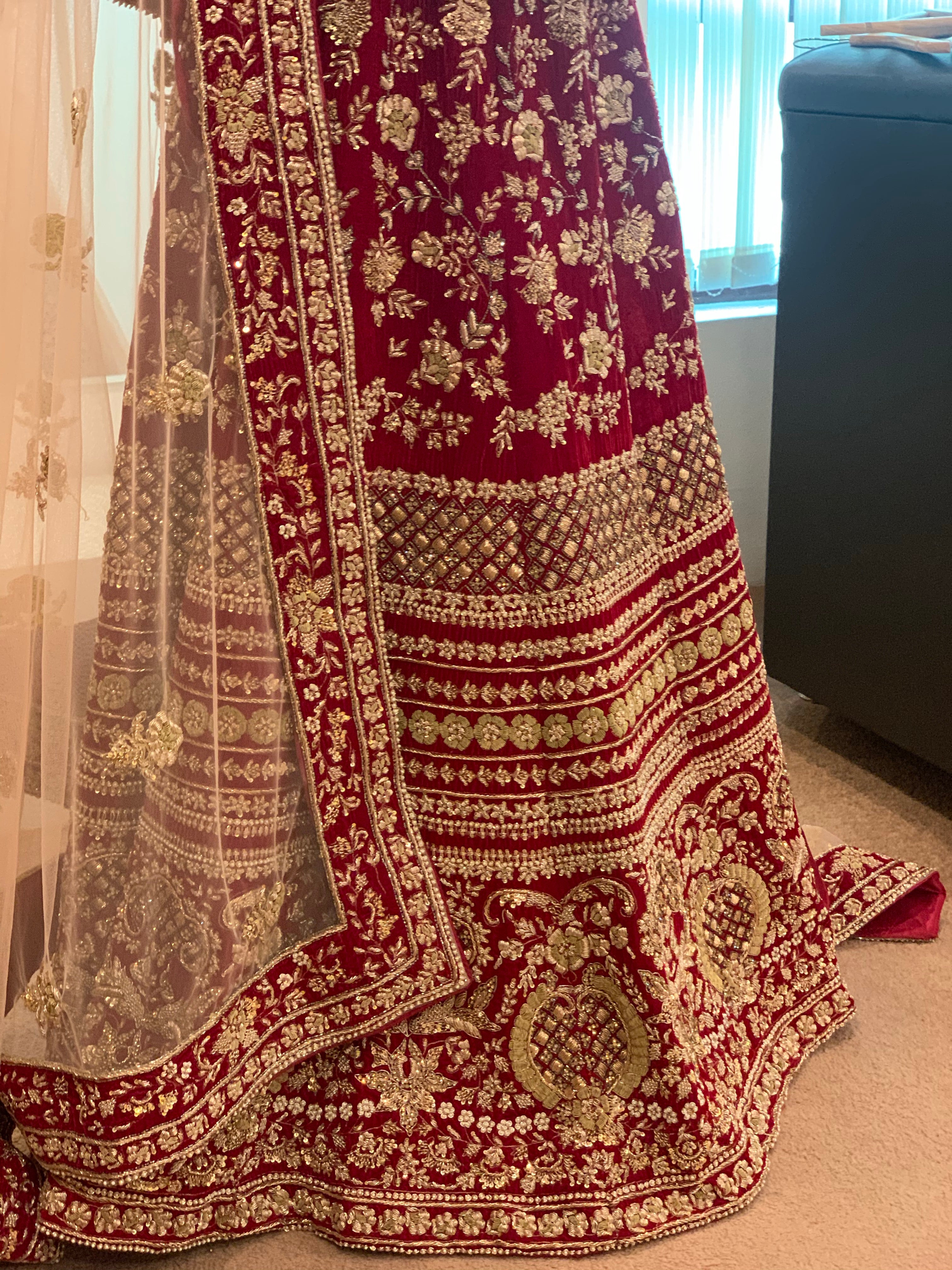 Hand embroidered Bridal Lehanga - Pastau