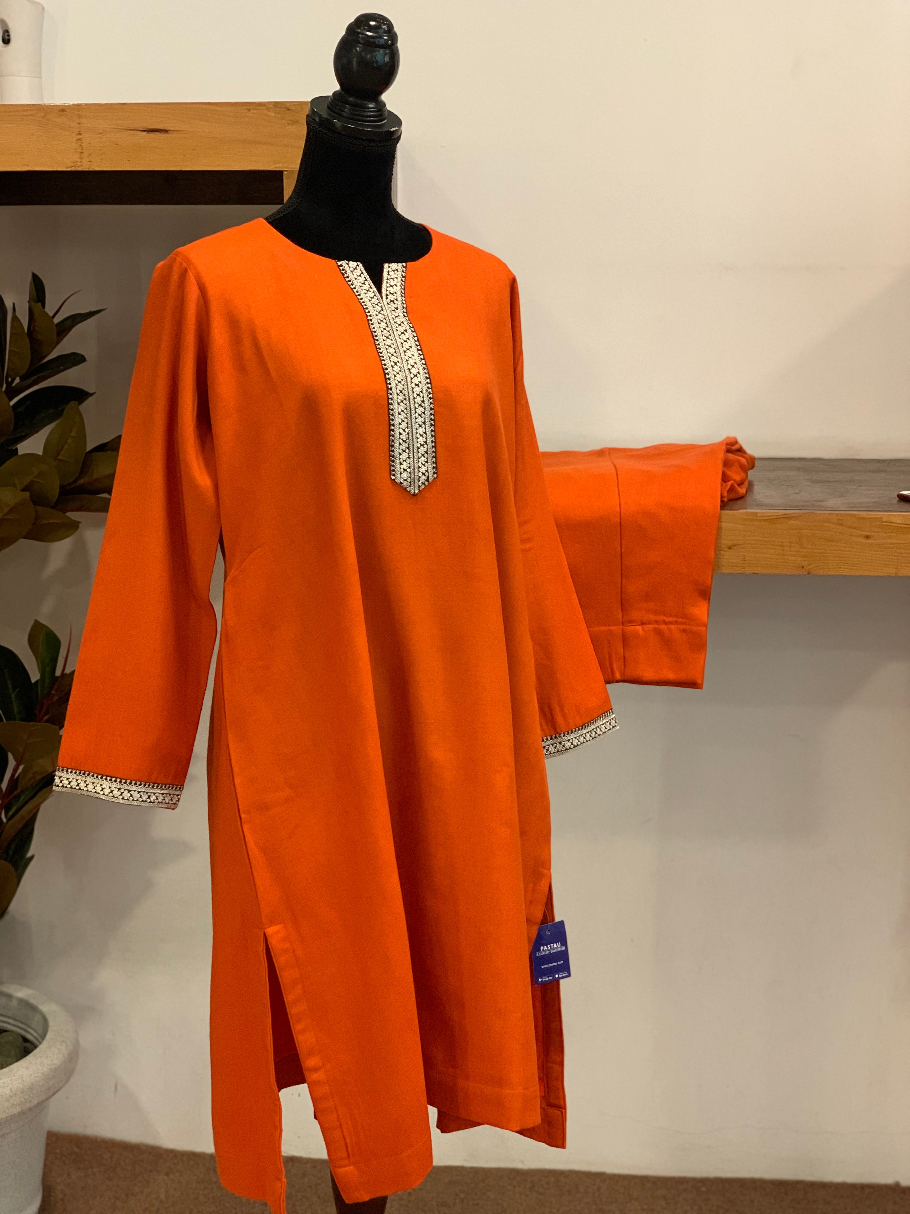 Pure pashmina and pure wool blend Kurta set 2pc stitched with Hand Tilla PWB080