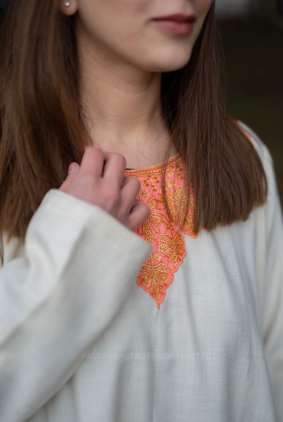 Pure pashmina and pure wool blend kurta set 2pc with Handcrafted Tilla