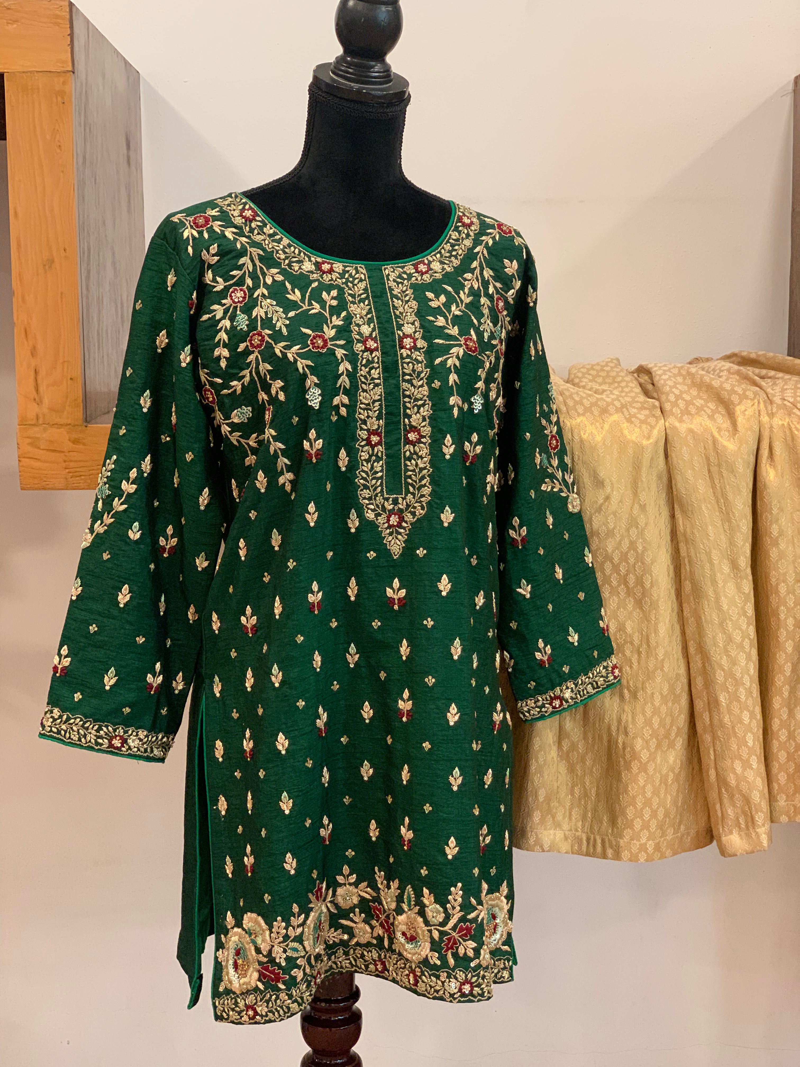 Hand embroidered Sharara dress 2pc stitched