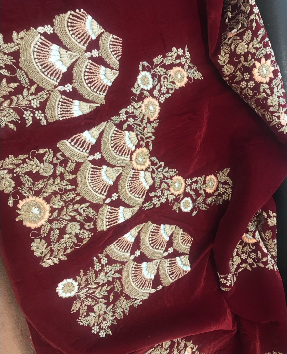 Hand embroidered Bridal Lehanga - Pastau