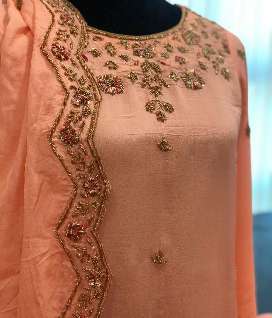 Handembroidered  Gharara Dress - Pastau
