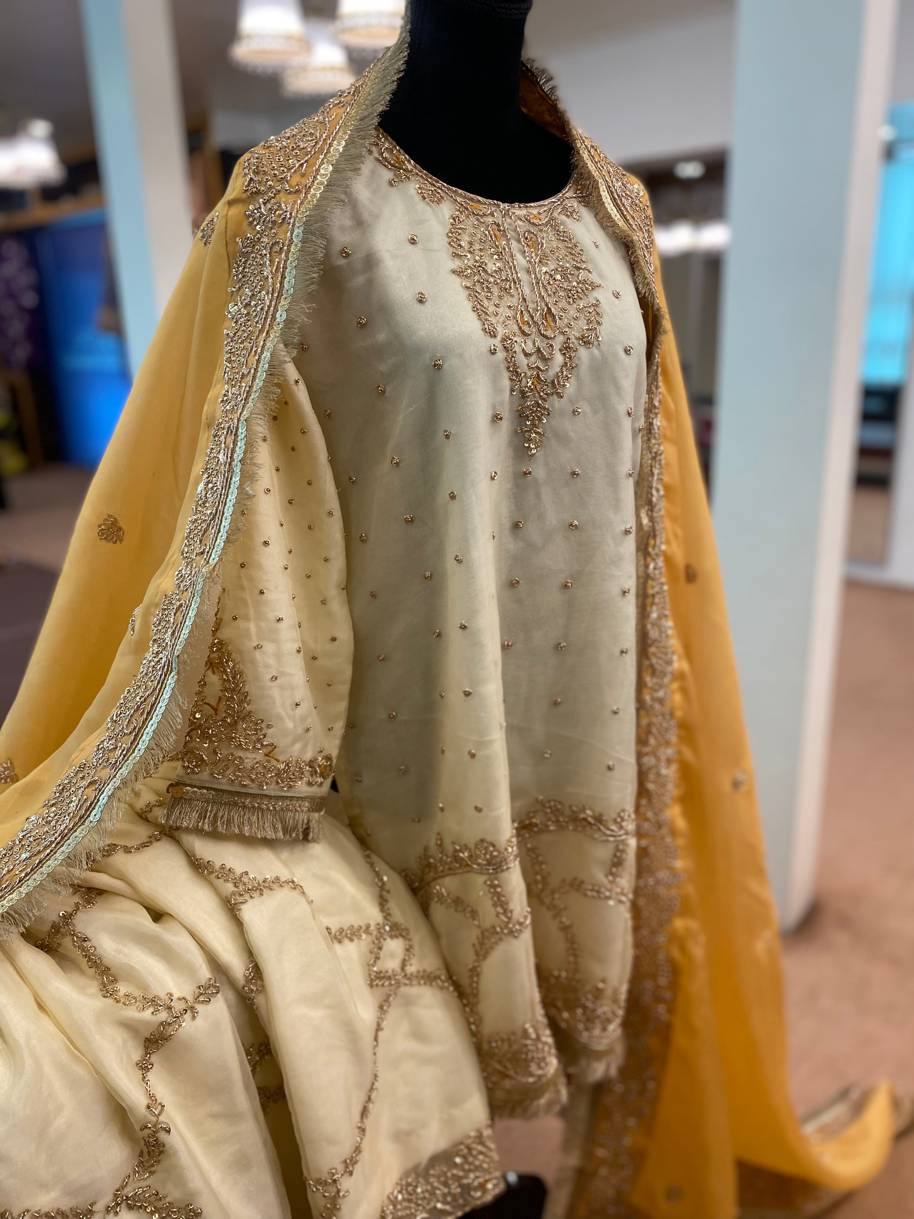 Hand embroidered Gharara dress