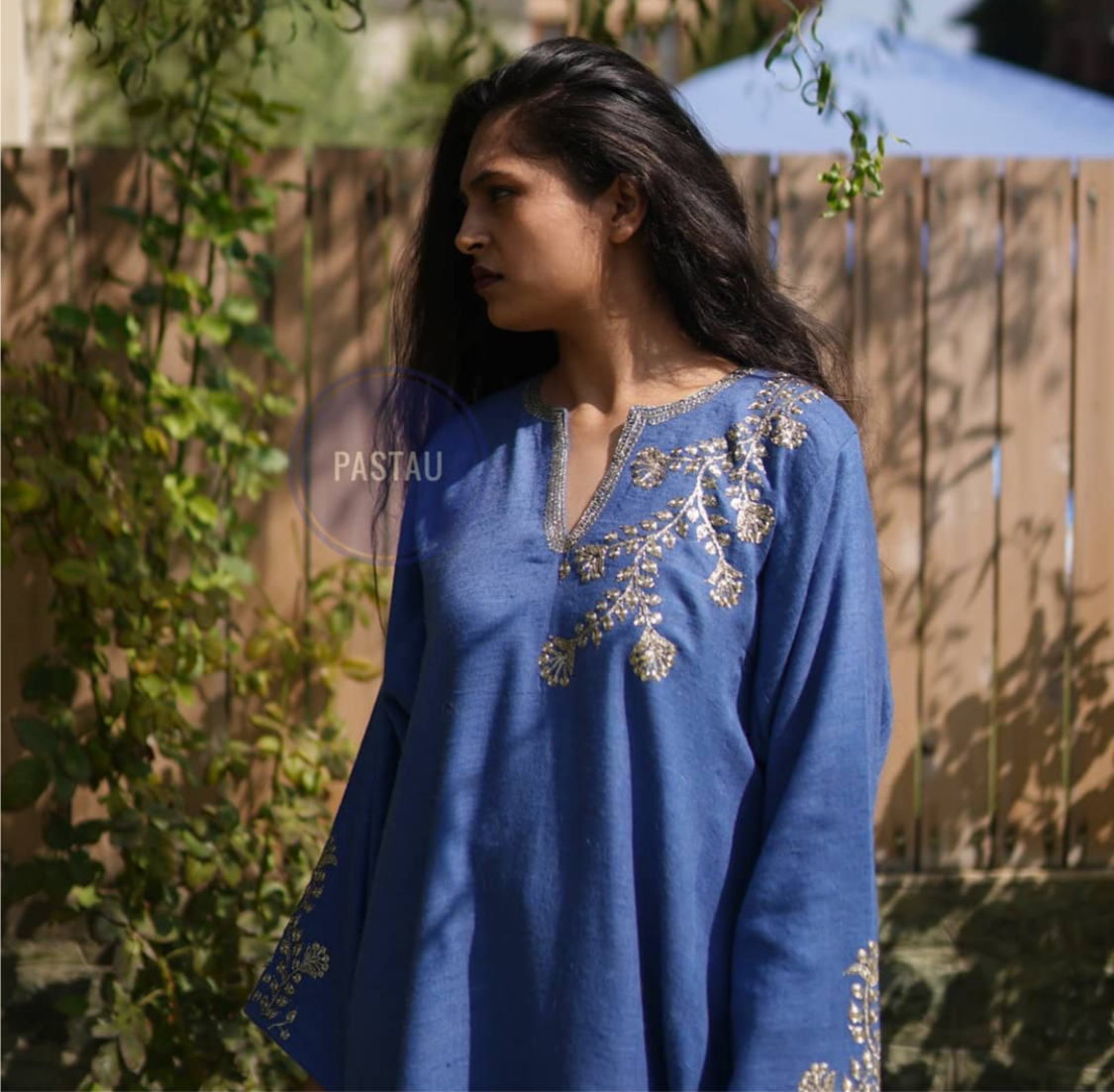 Pure pashmina wool blend pheran with hand tilla