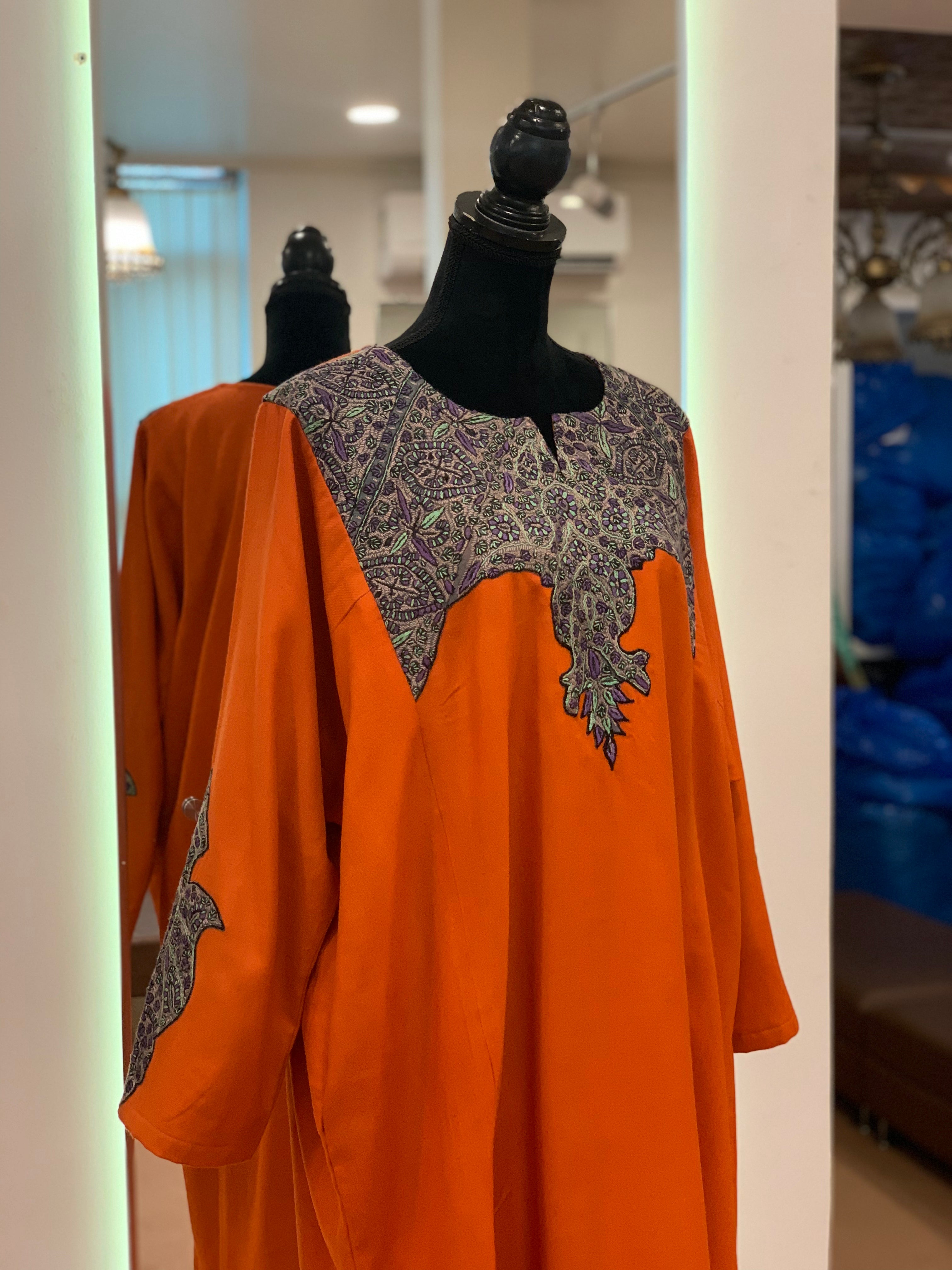 Pure pashmina and pure wool blend pheran with hand sozni PWB084