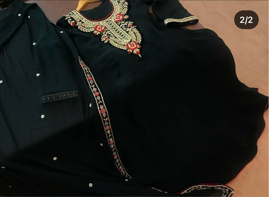 Handembroidered Anarkali dress 3pc