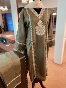 Puresilk tilla kurta set 3pc