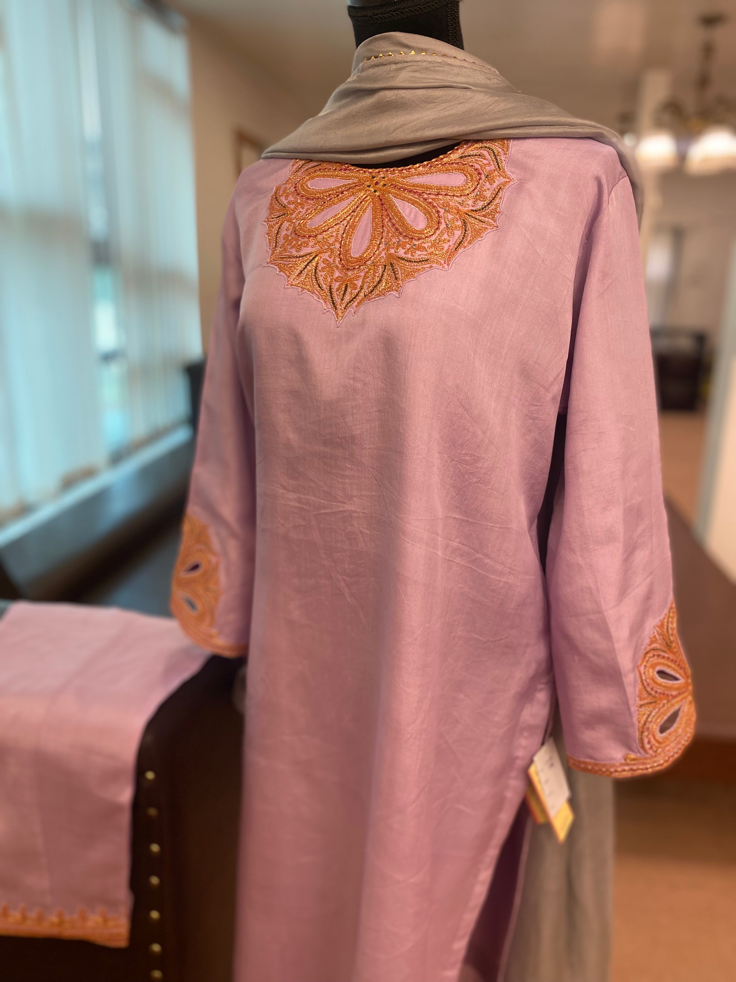 Pure silk kurta set 3pc stitched mtks343