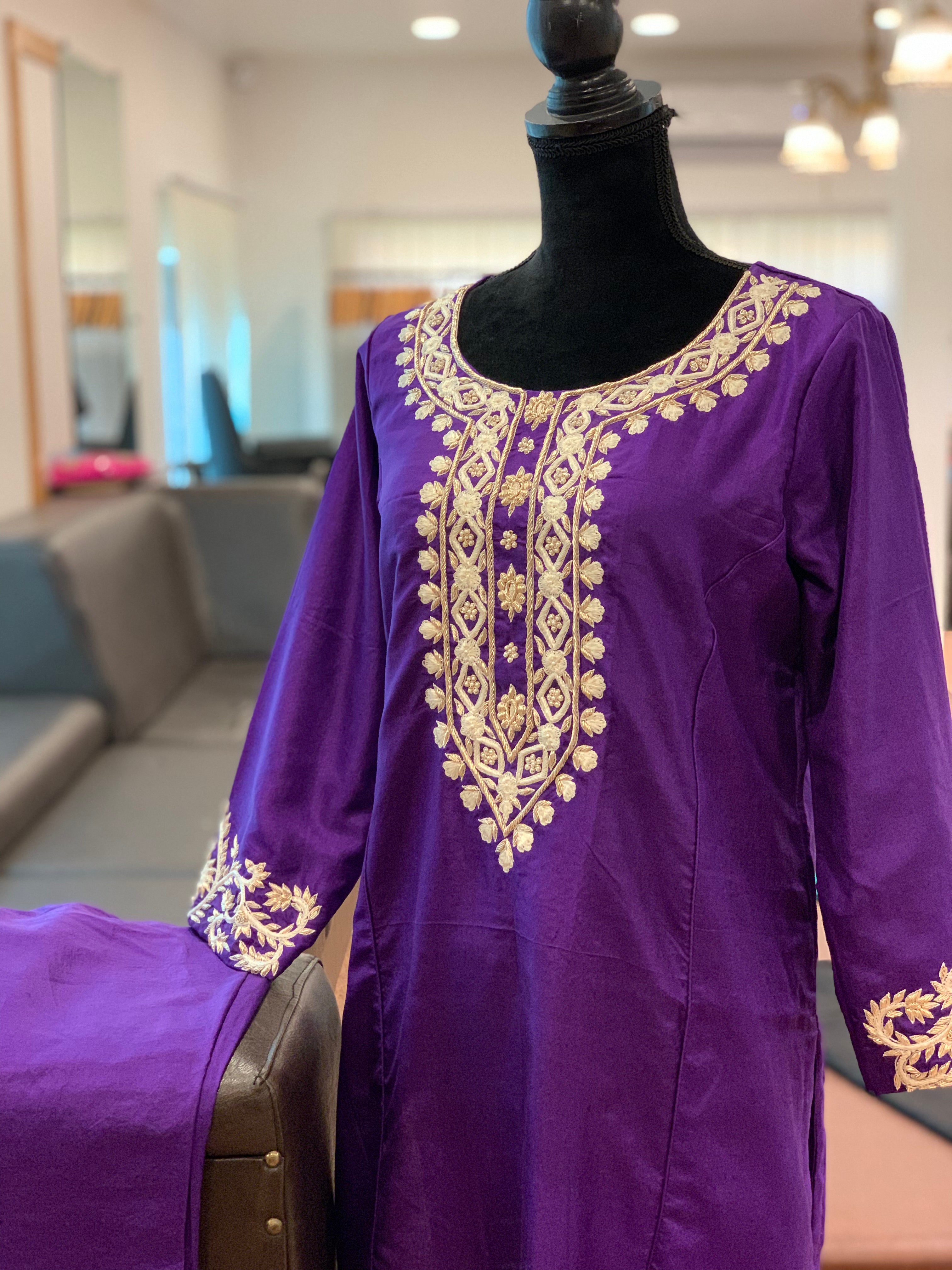 Handembroidered pure silk 2pc stitched