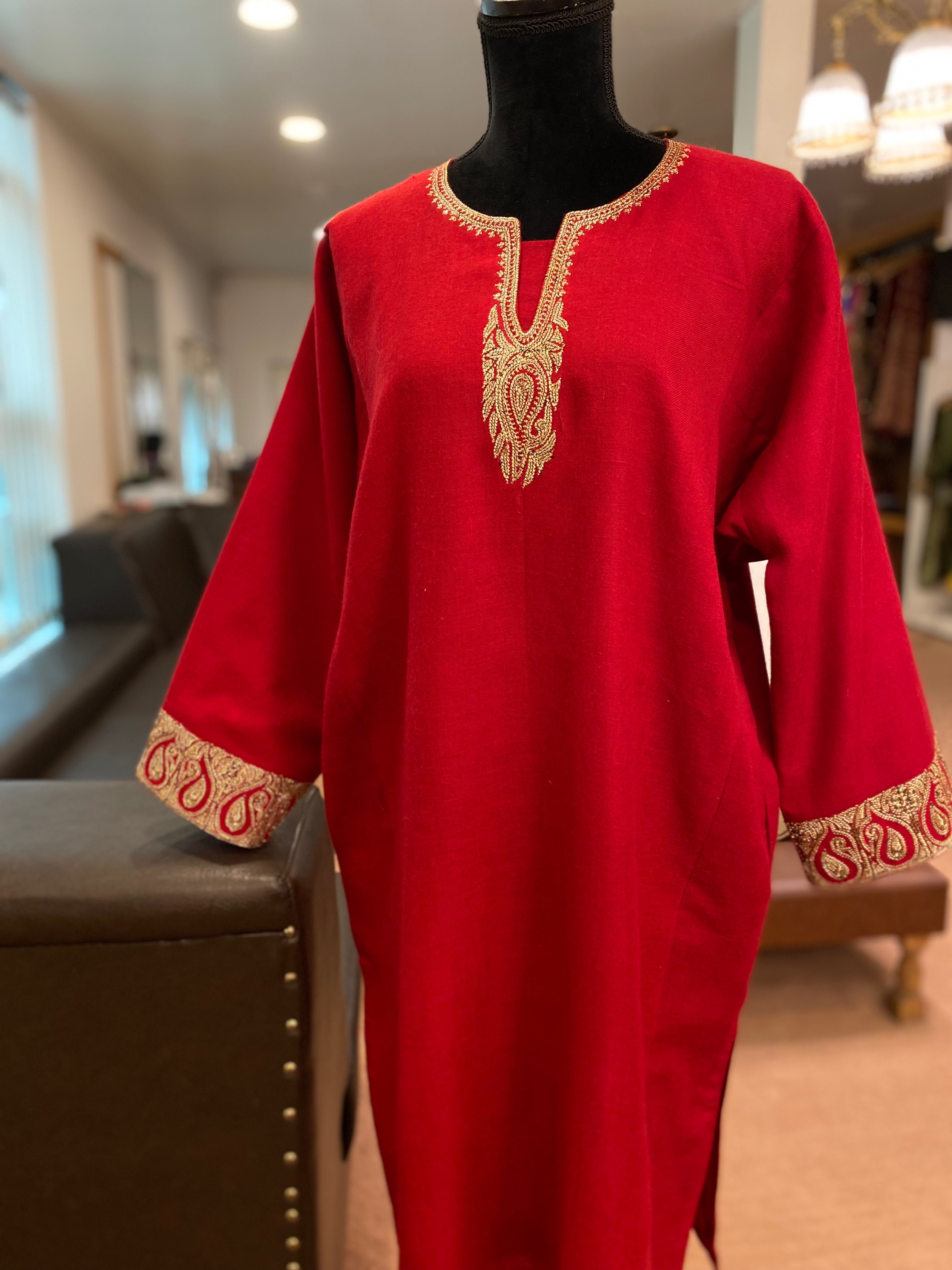 Pure pashmina blend pheran with hand tilla Pwb261