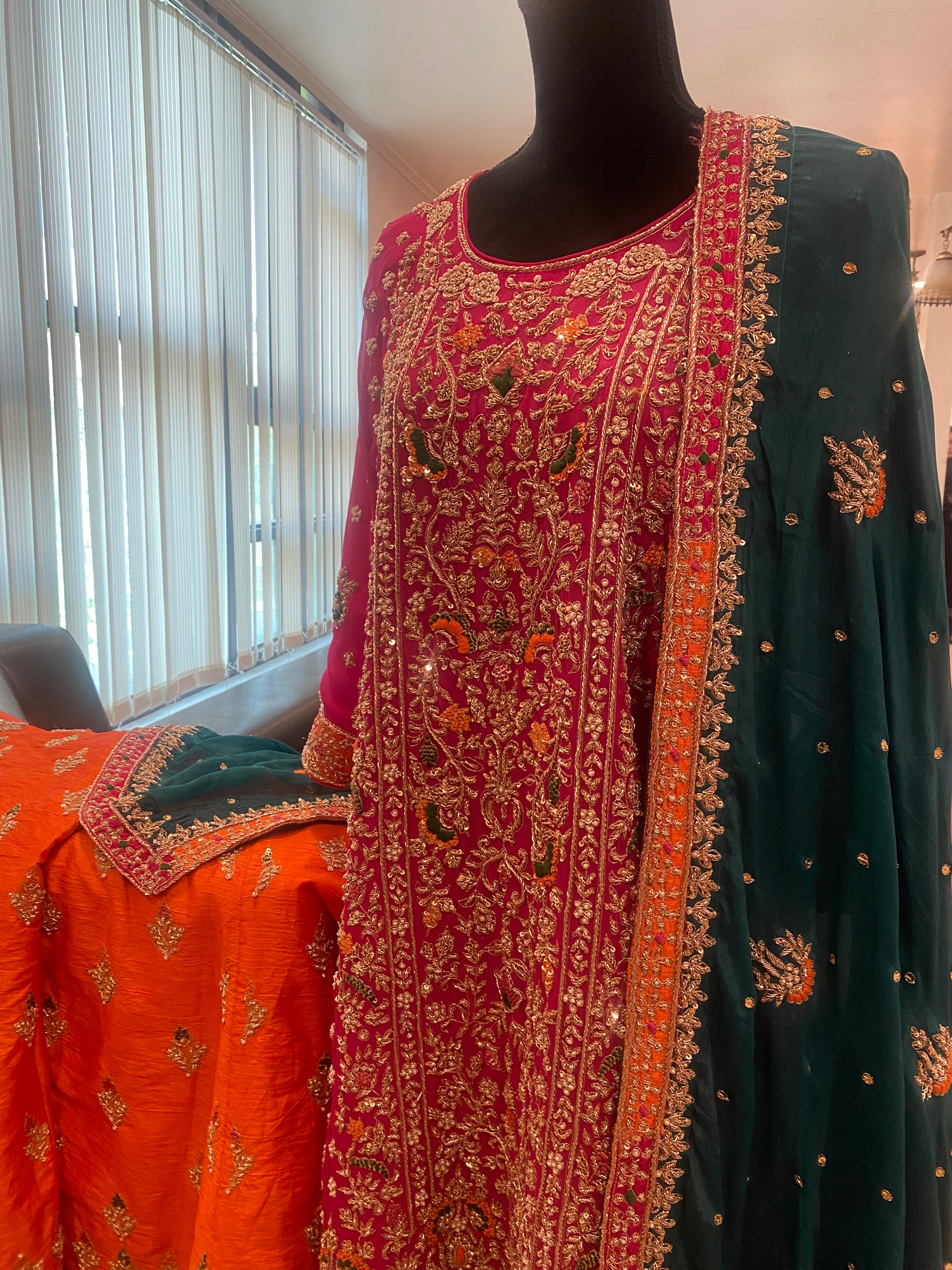 Handembroidered sharara dress