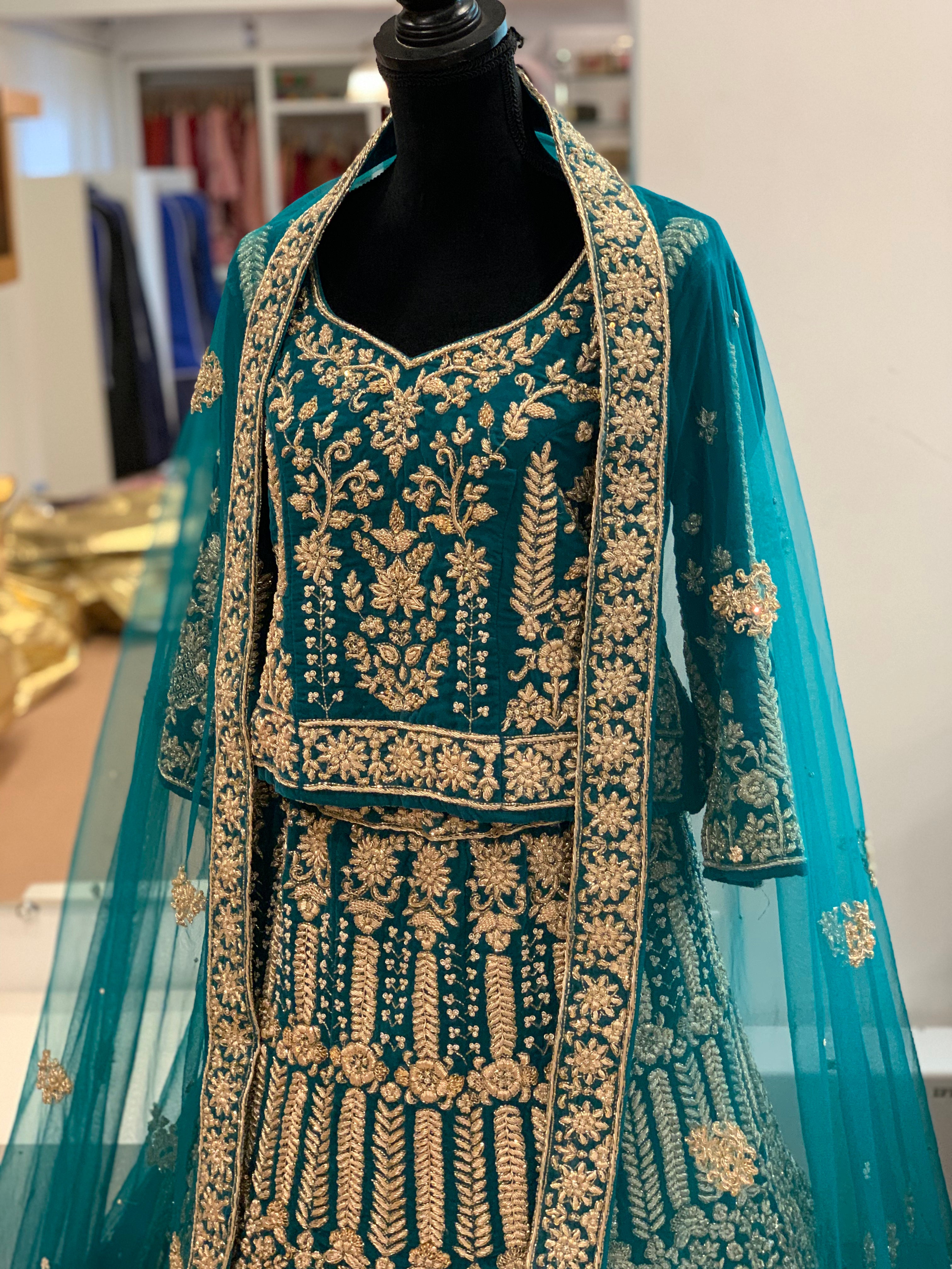 Hand embroidered Bridal Lehanga