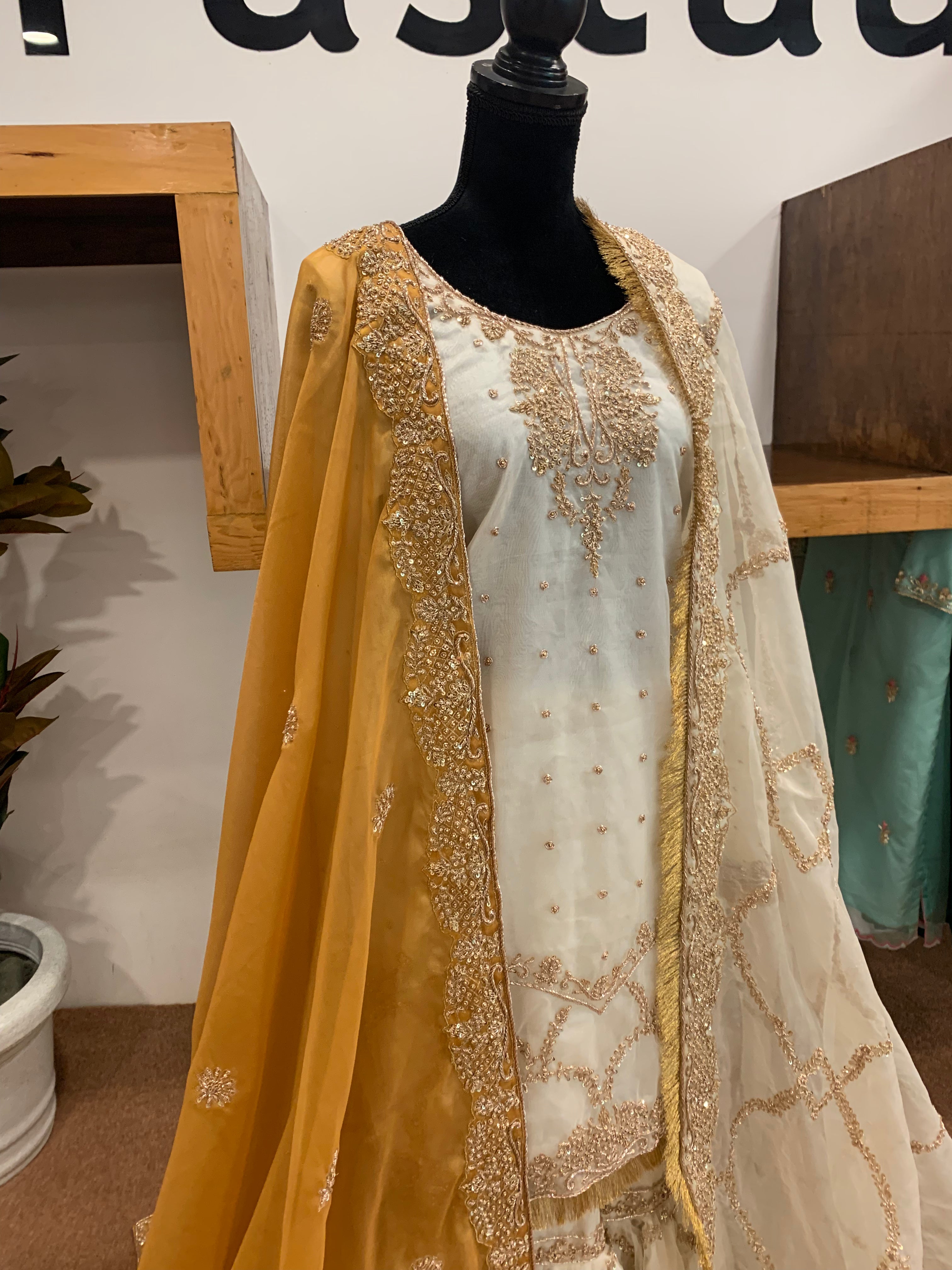Hand embroidered Gharara dress