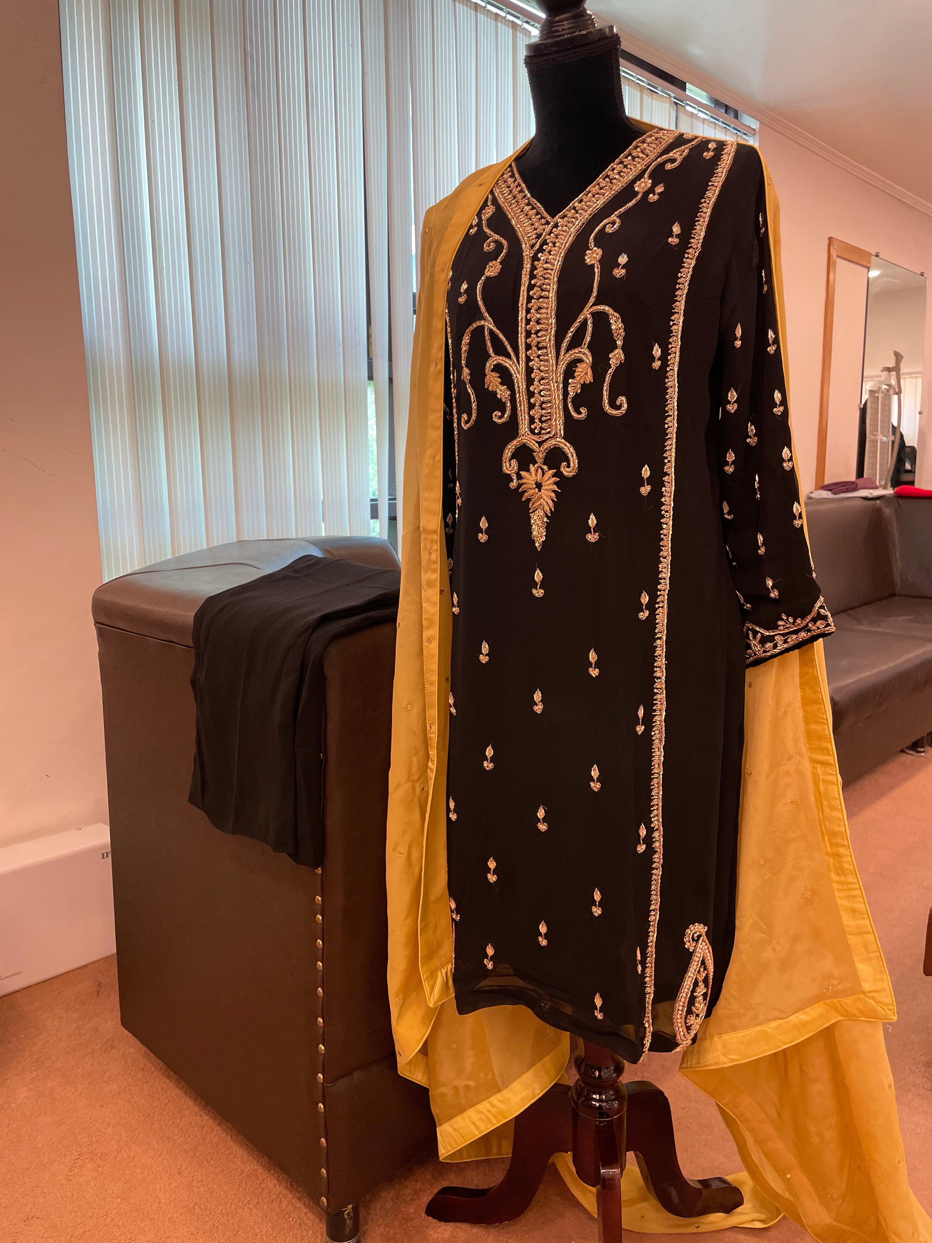 Black handembroidered suit