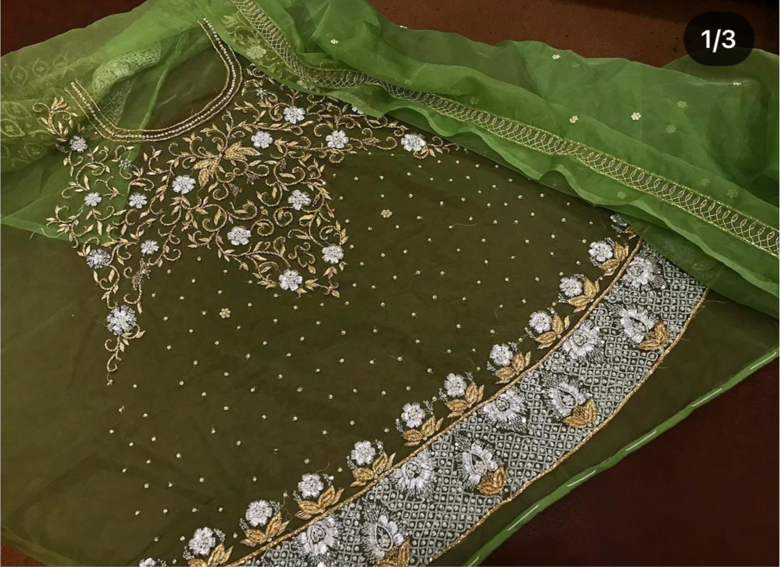 Handembroidered 2 pc suit unstitched - Pastau