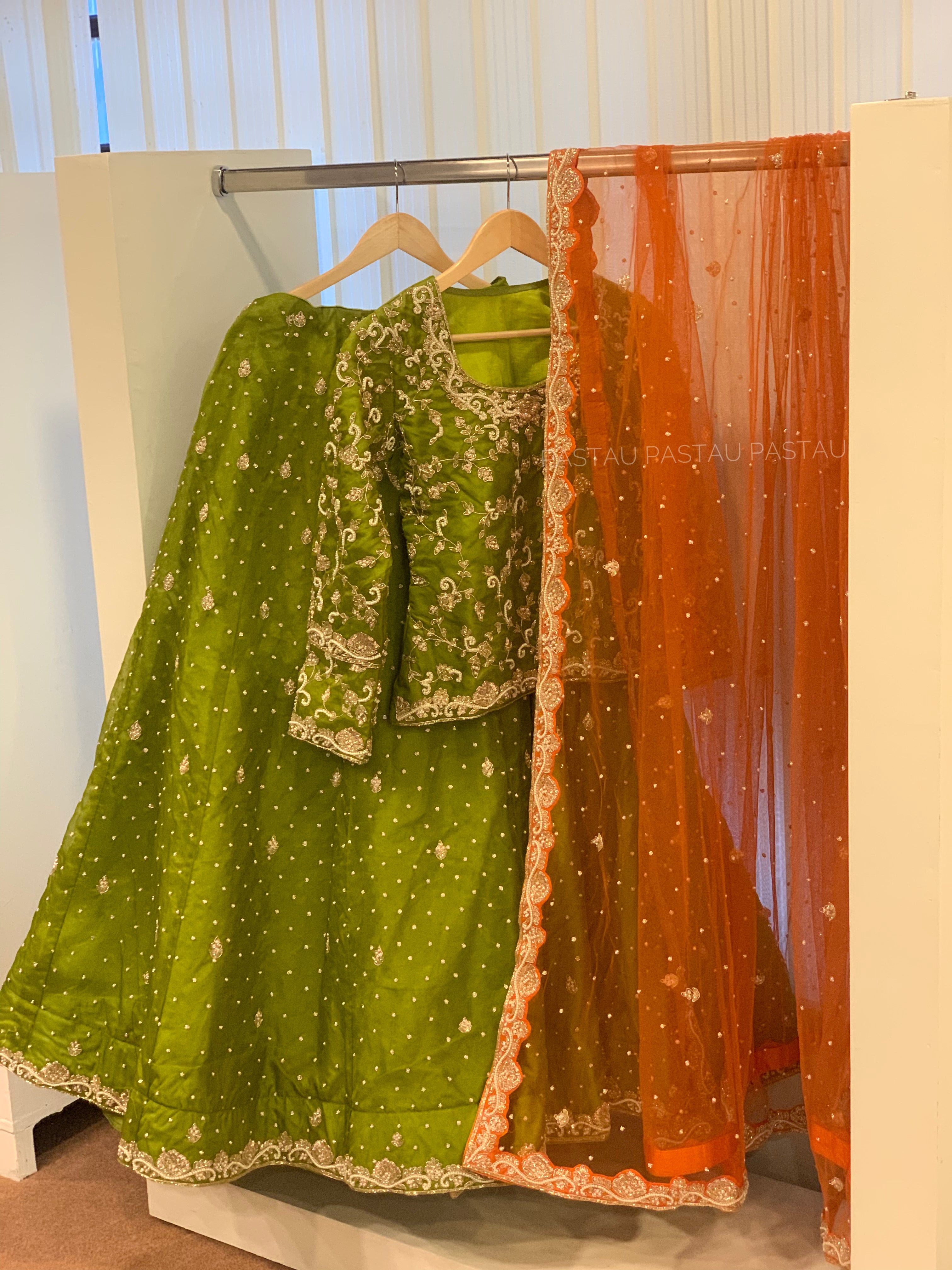 Hand embroidered Bridal mehndi outfit