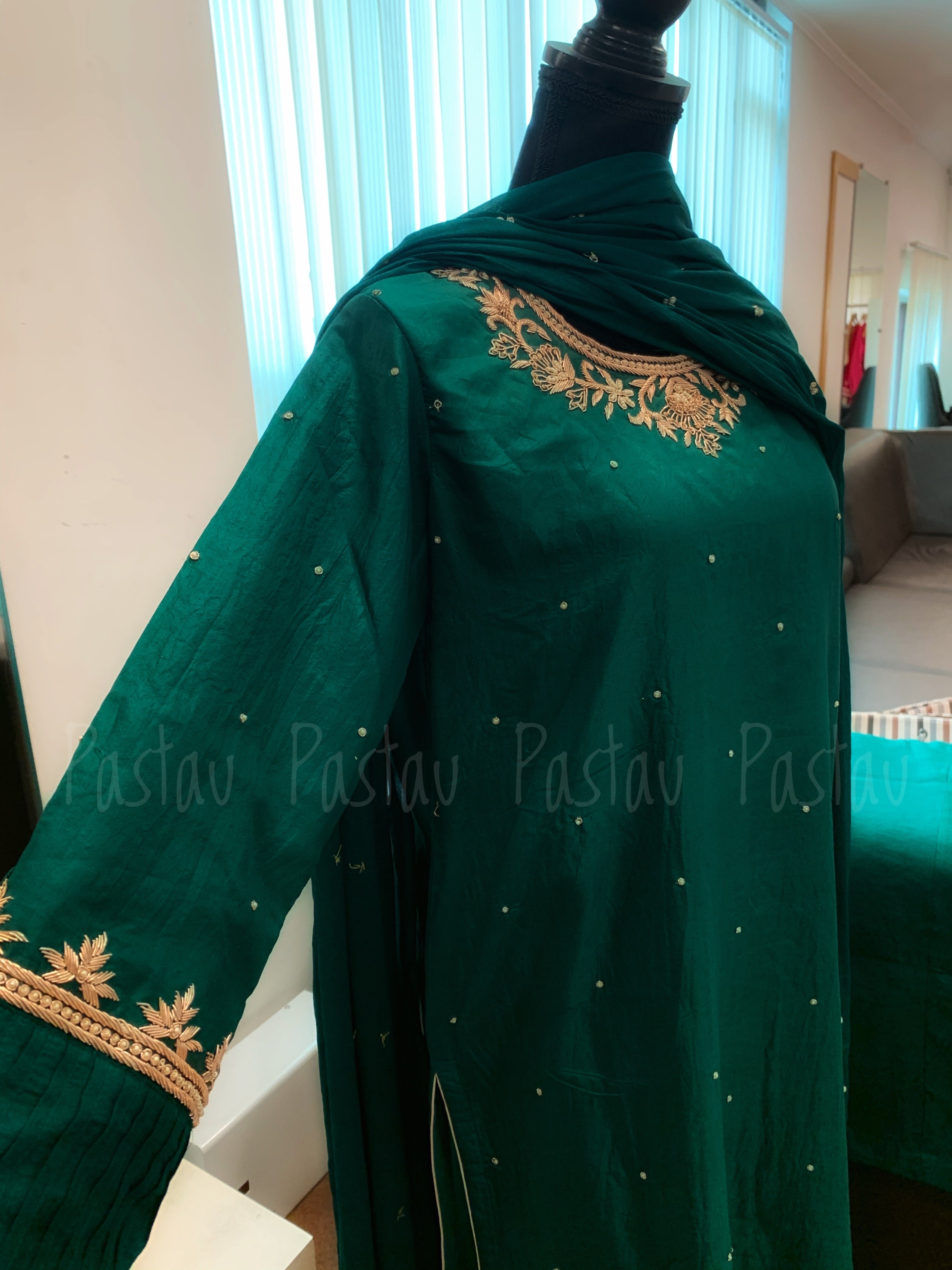 Hand embroidered Pure Silk 3pc unstitched