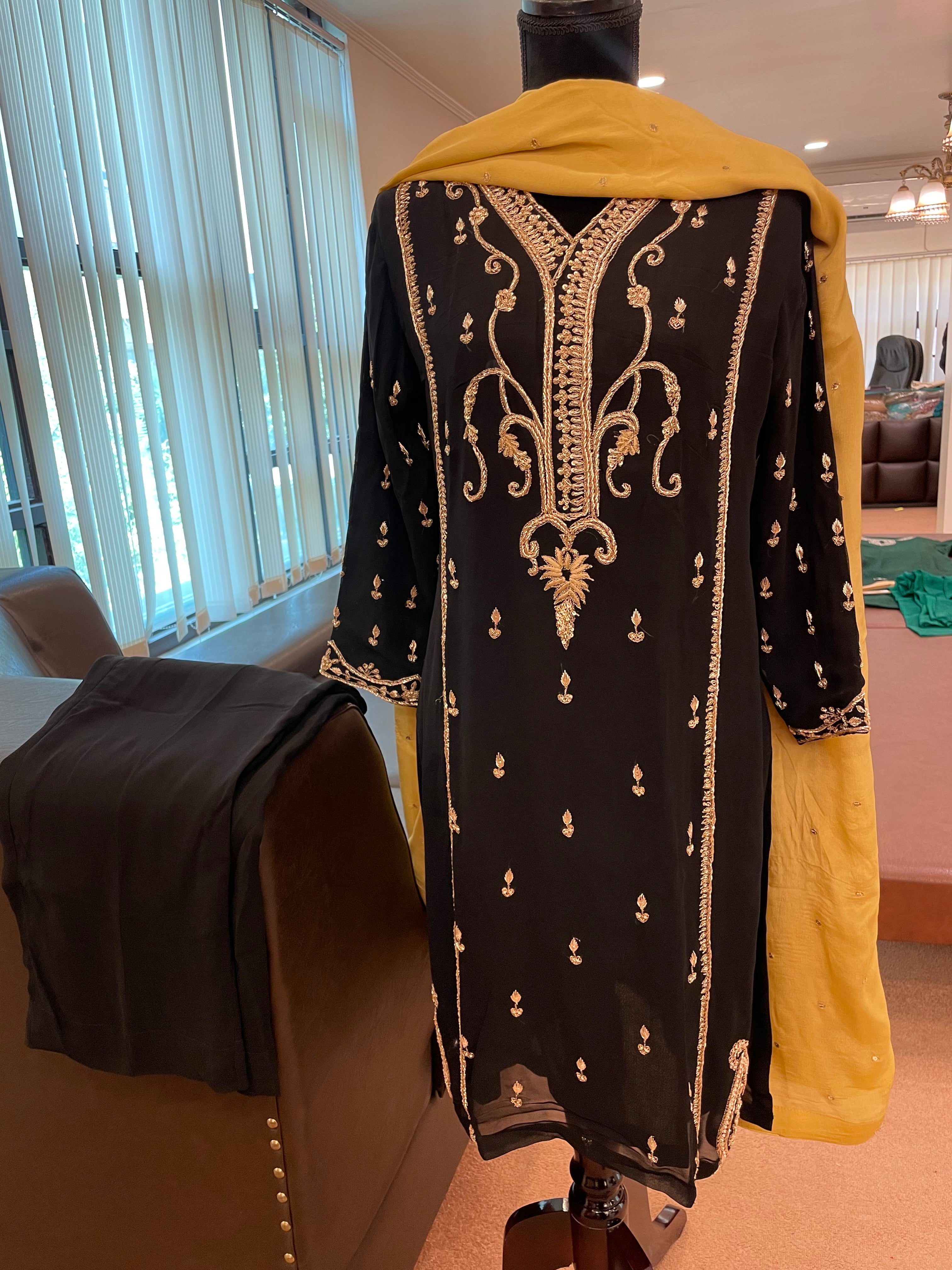 Black handembroidered suit