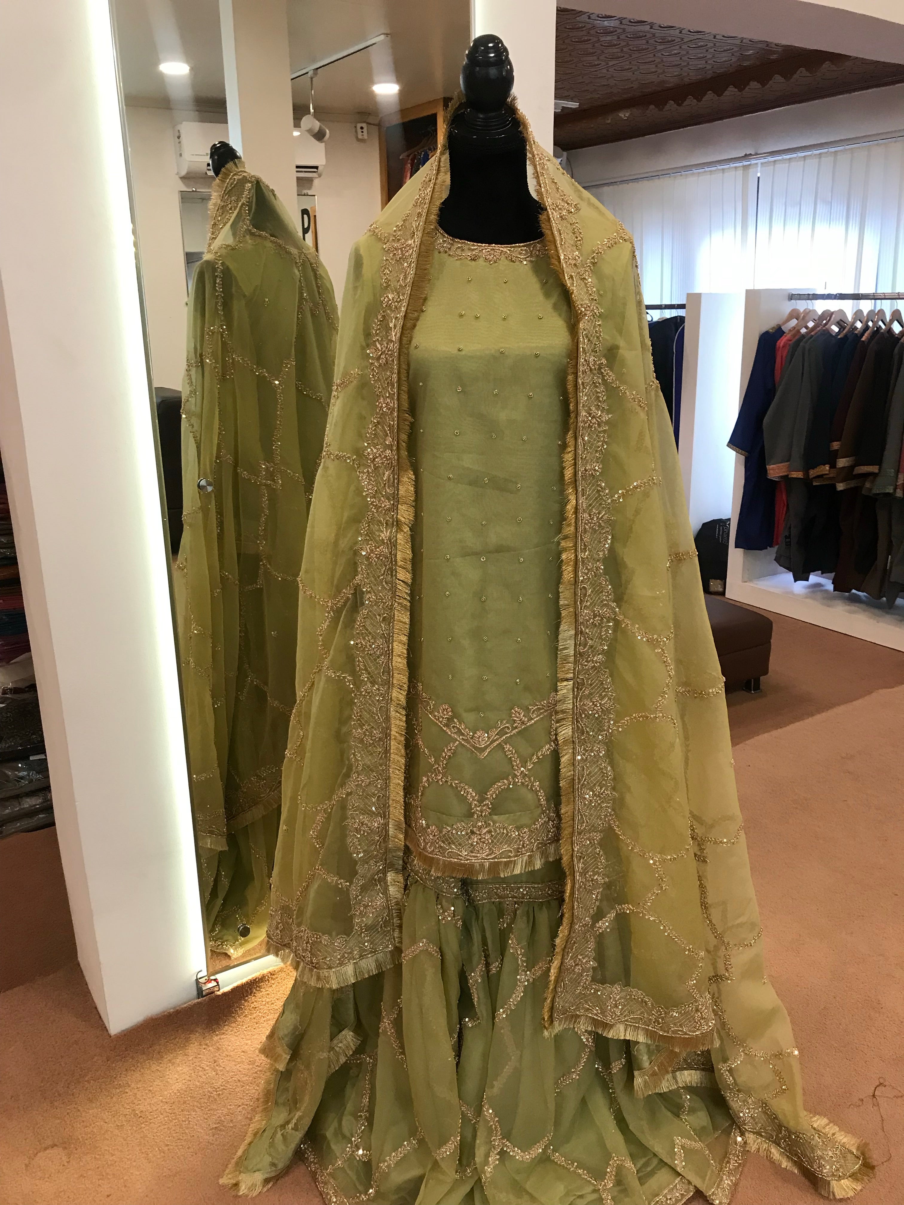 Hand embroidered Gharara dress