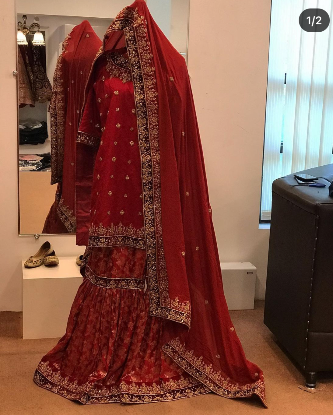 Hand embroidered Gharara dress - Pastau