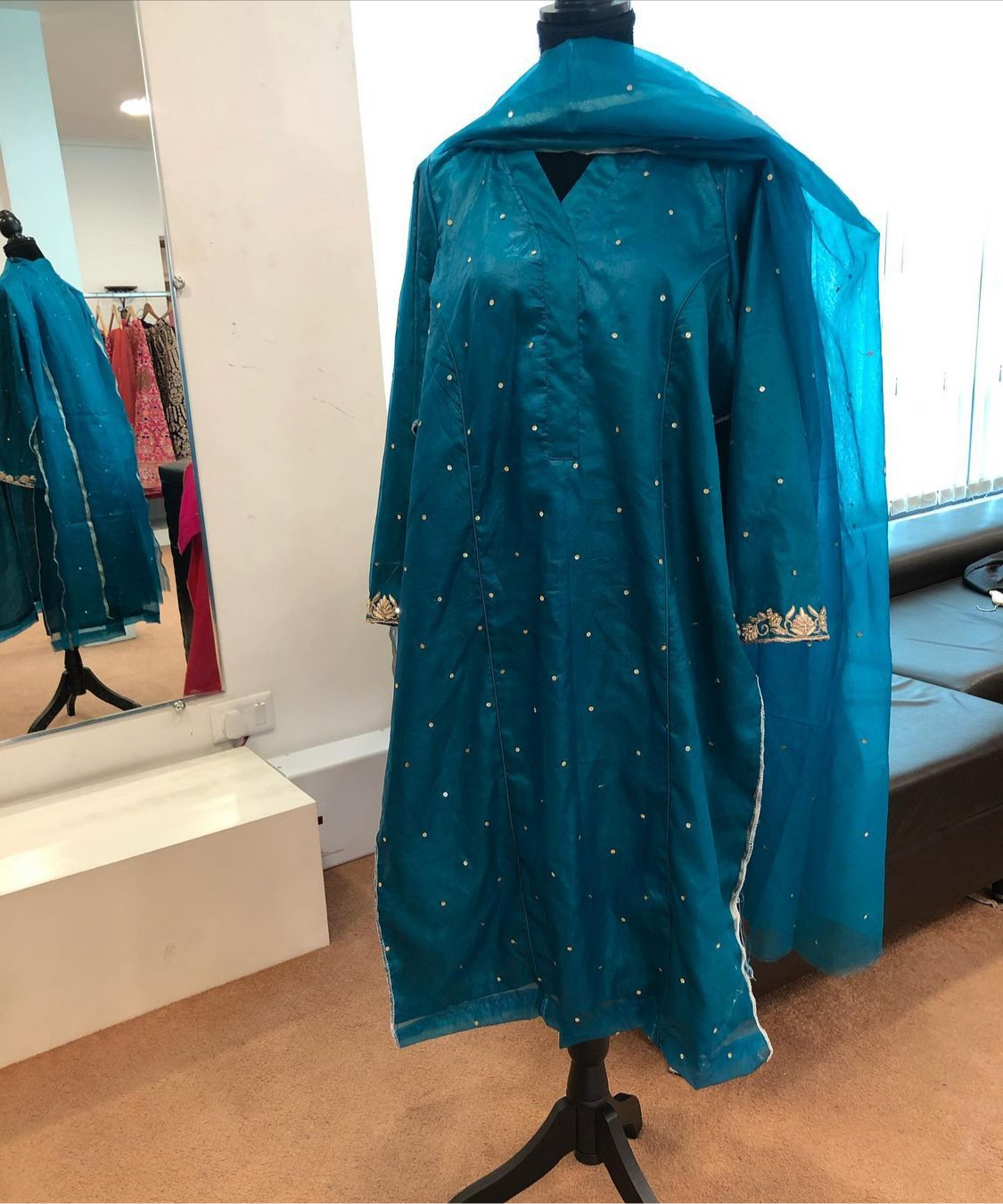 Handembroidered semi stitched 2 pc - Pastau