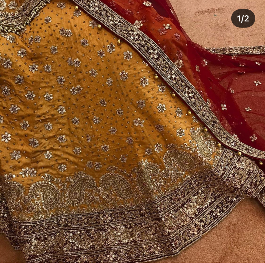 Handembroidered Bridal Lehanga - Pastau